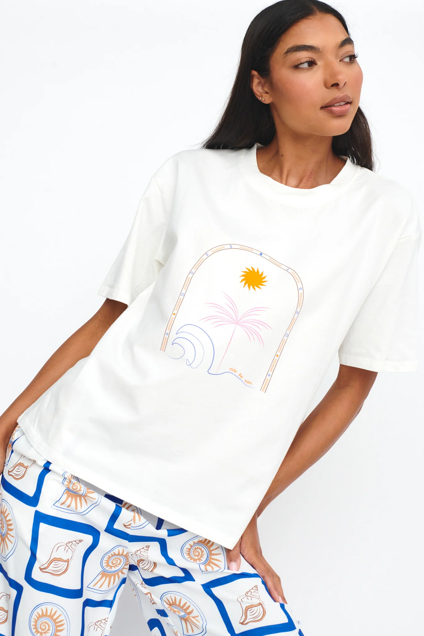 LOST IN LUNAR Ride The Wave Tee White - Image 4