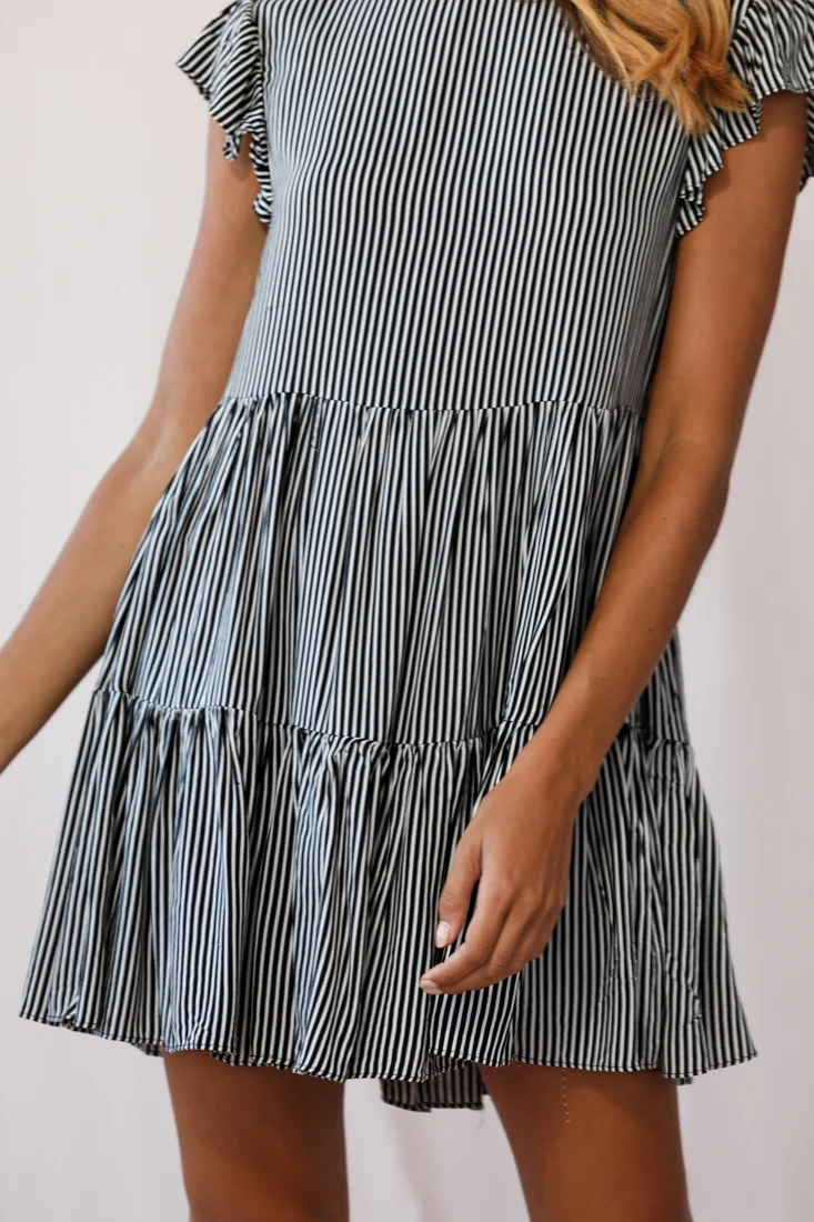 Louise Striped Cap Sleeve Mumu Dress Black - Image 5