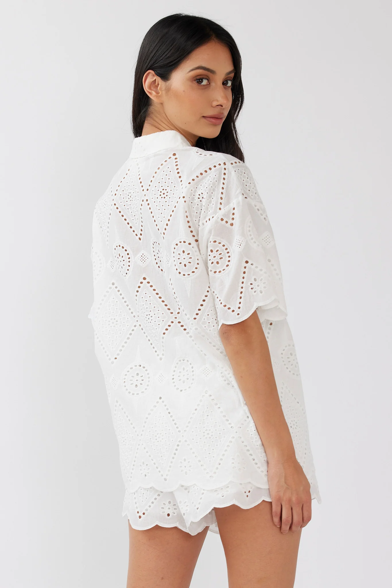Love Again Eyelet Embroidery Shirt White - Image 2