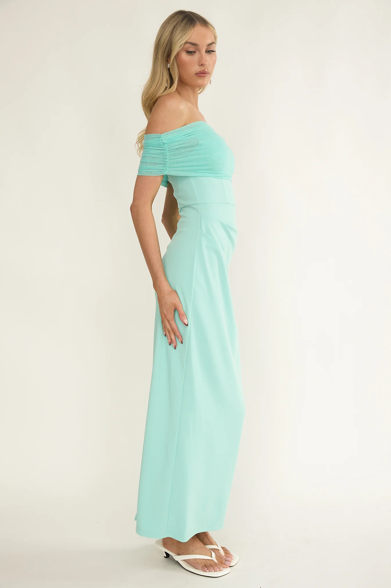 Love Languages Off-Shoulder Maxi Dress Mint - Image 6