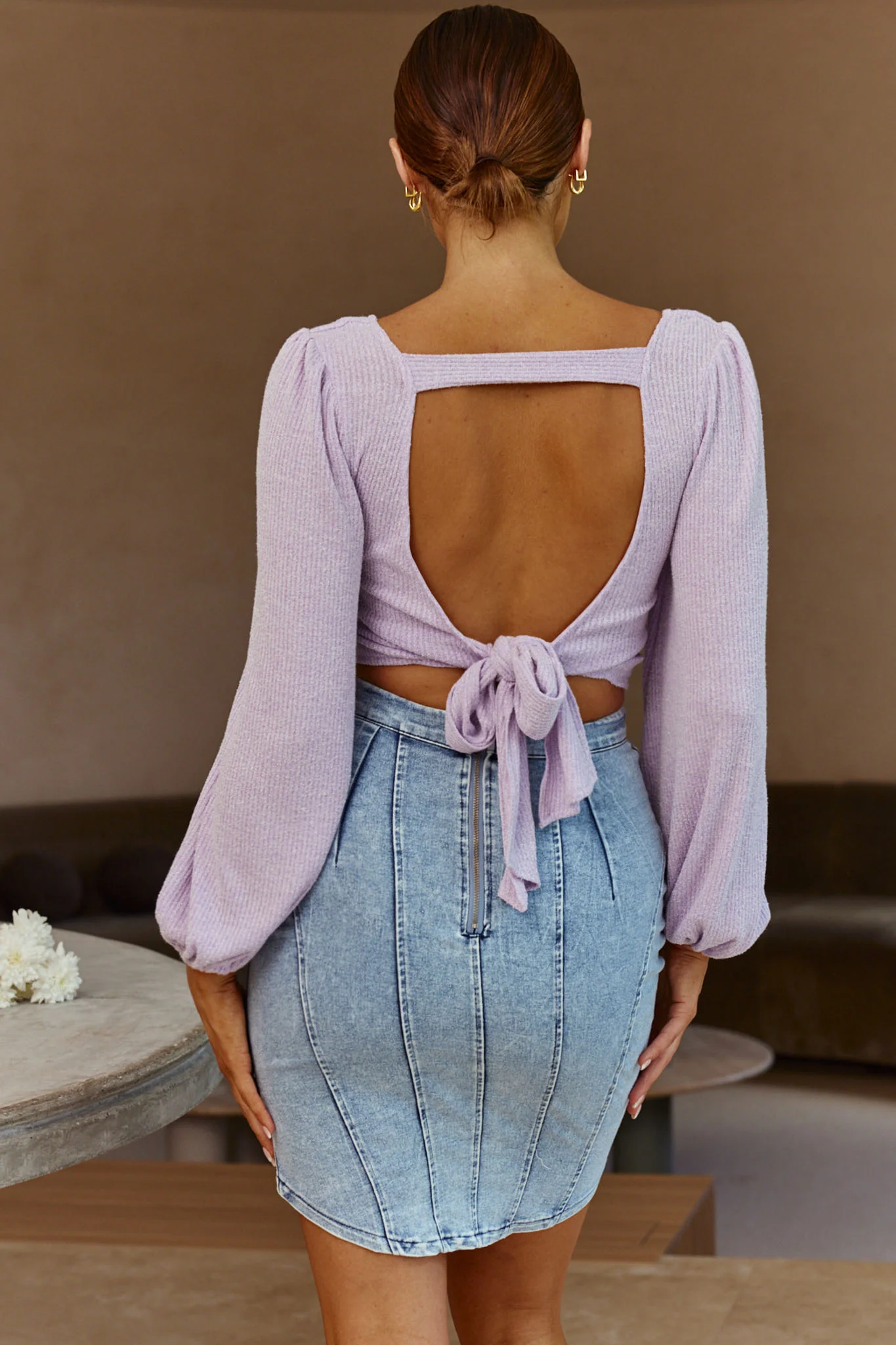 Love Like This Long Sleeve Open Back Crop Top Lilac - Image 7