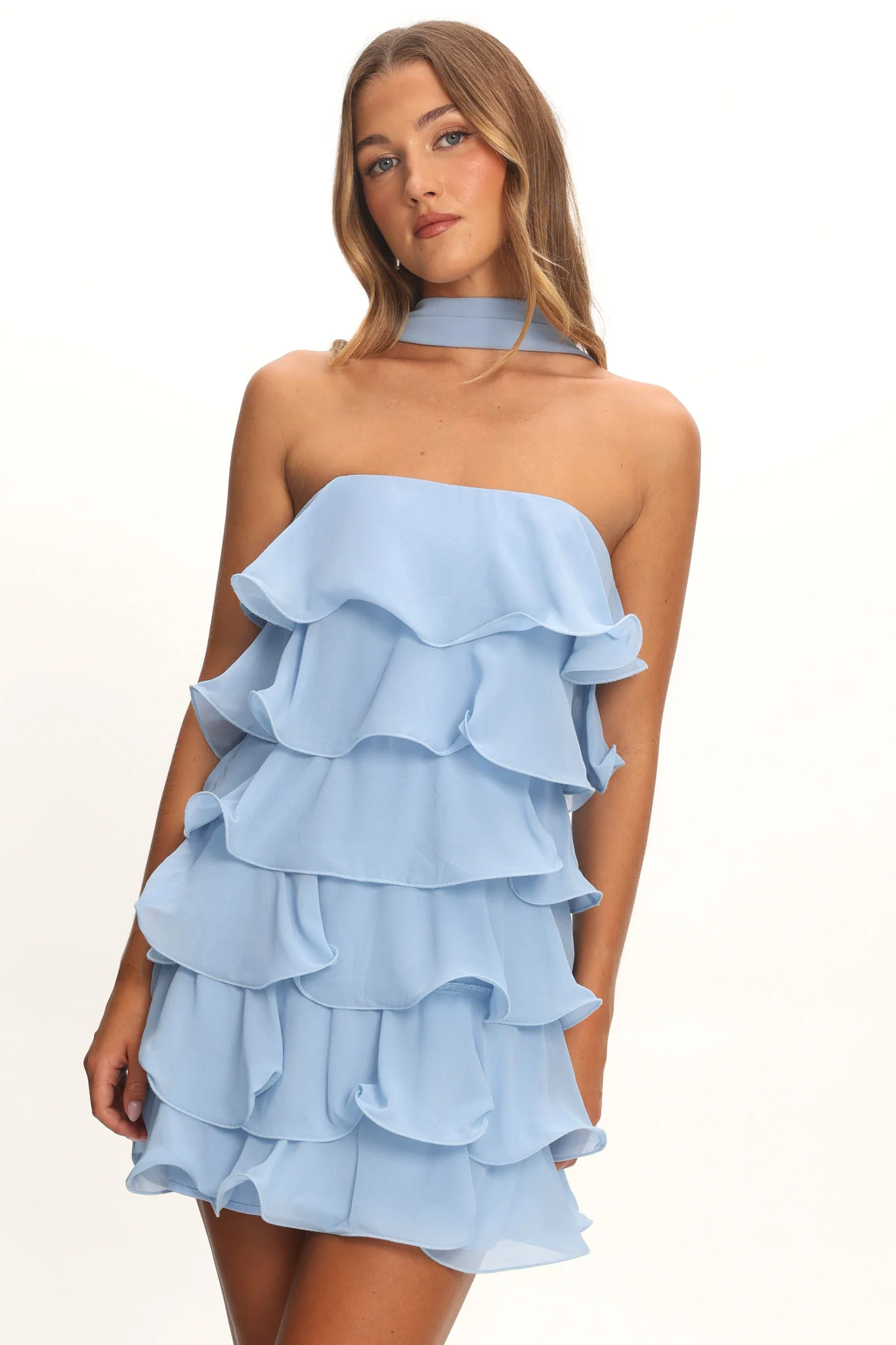 Love Note Strapless Layered Mini Dress Blue - Image 5