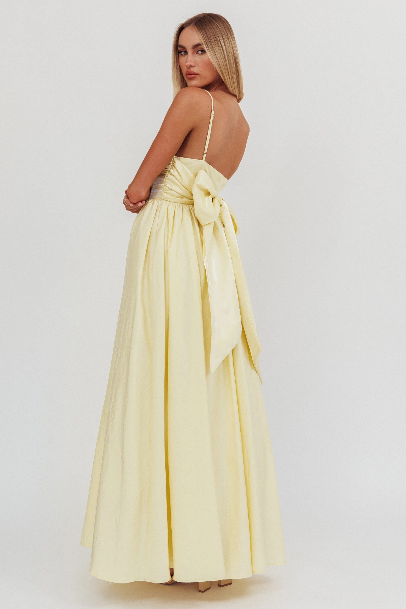 Love Songs Back Bow Maxi Dress Butter - Image 2