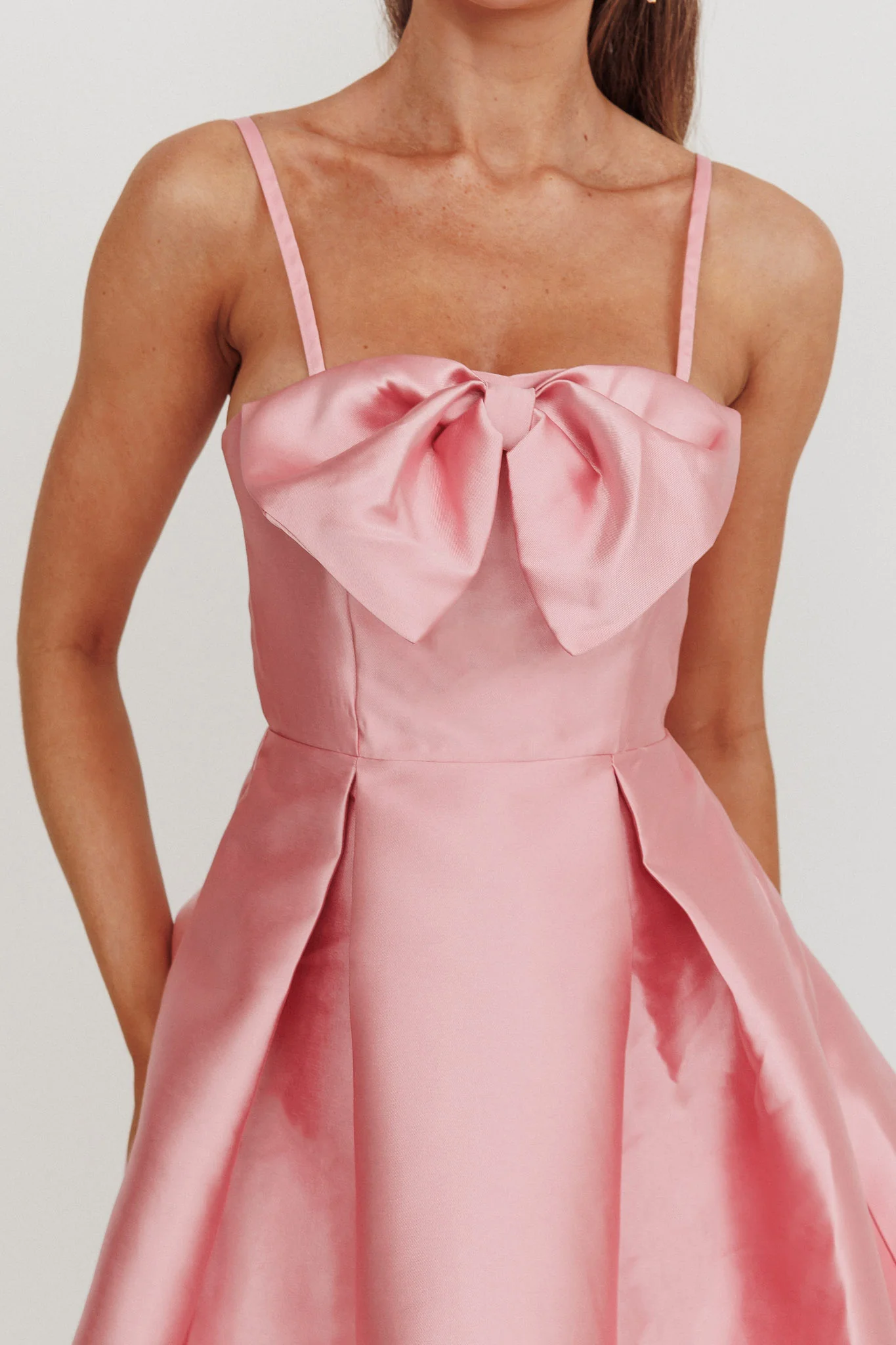 Love Talk Flared Bow Mini Dress Pink - Image 5