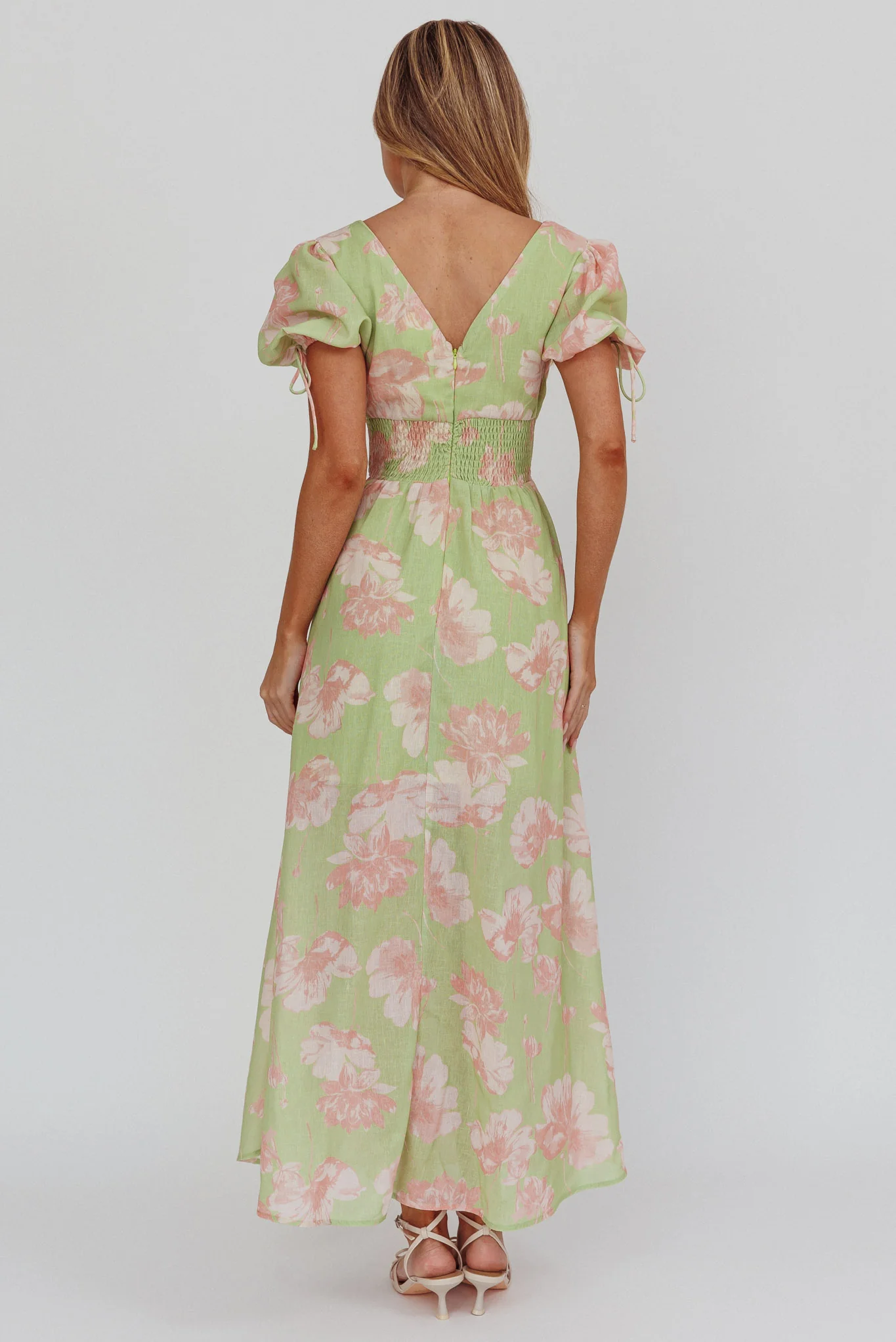 Loveberry Puff Sleeve A-Line Maxi Dress Green - Image 2