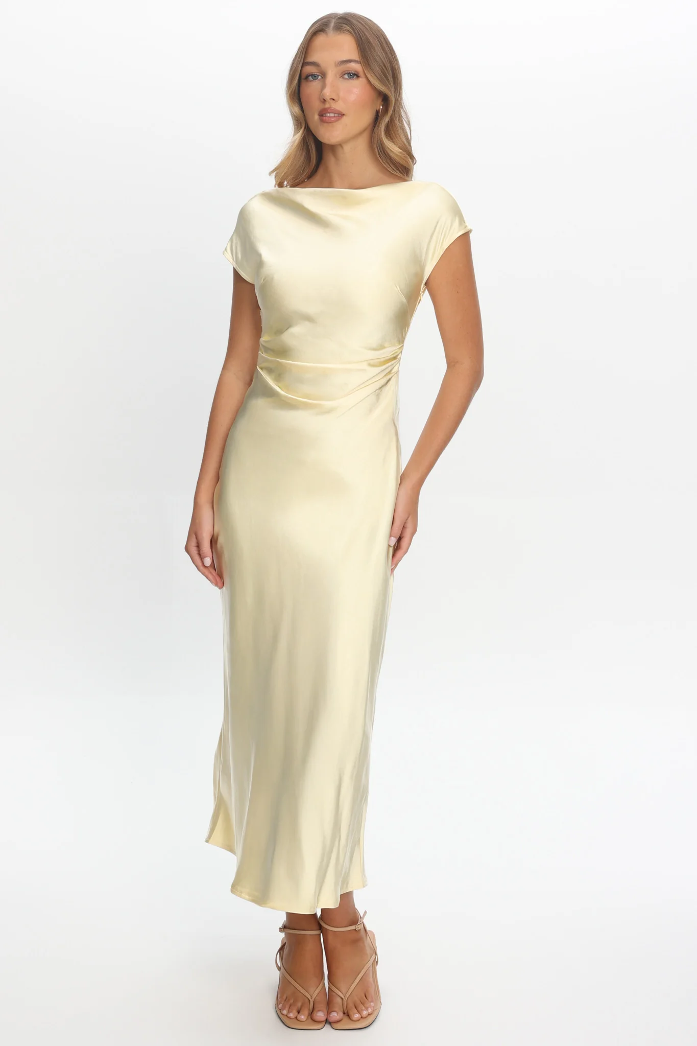 Loveland Cap Sleeve Cowl Back Midi Dress Butter - Image 5