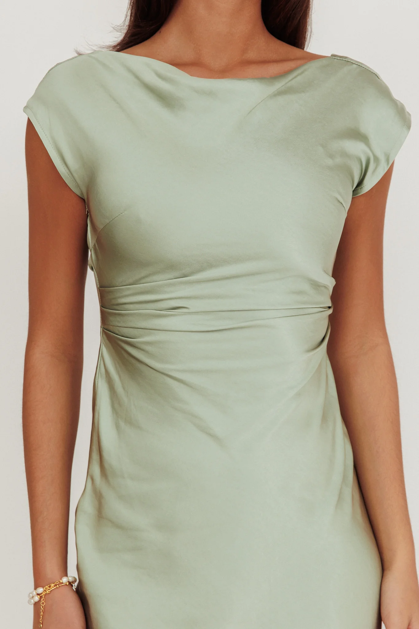 Loveland Cap Sleeve Cowl Back Midi Dress Sage - Image 3