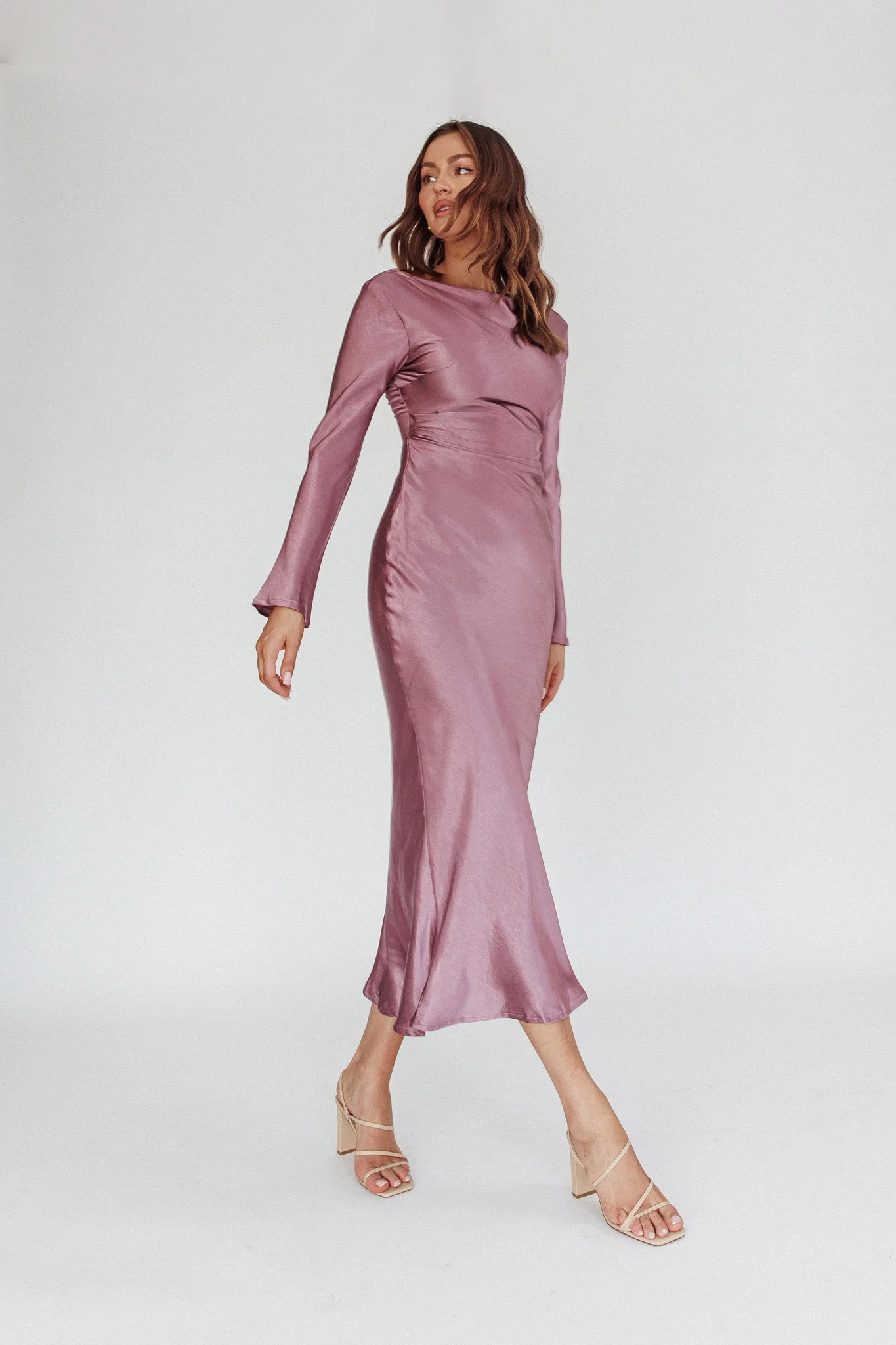 Loveland Cowl Back Midi Dress Grape - Image 2