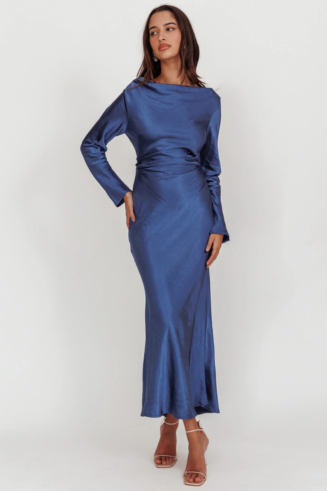 Loveland Cowl Back Midi Dress Navy - Image 3