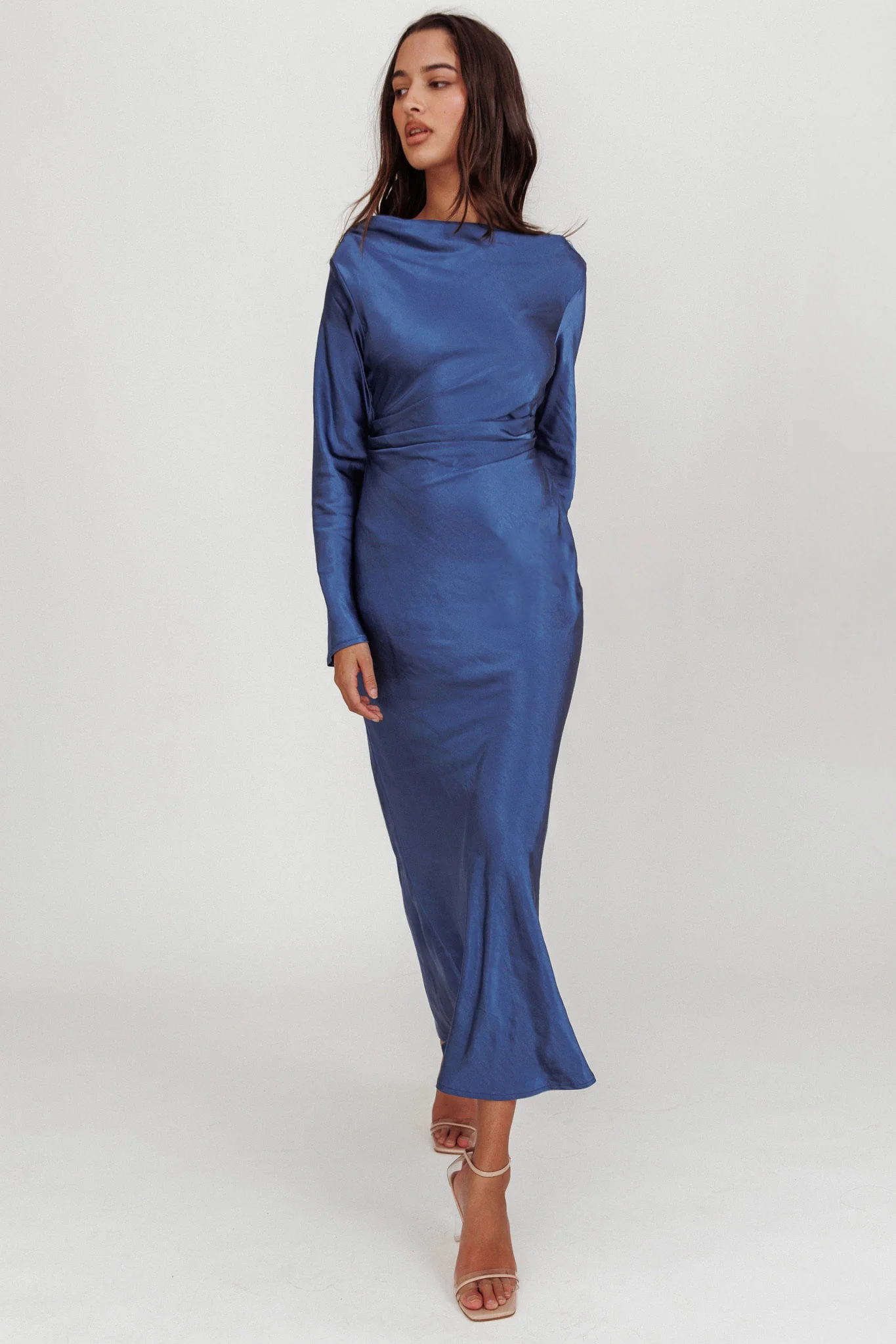 Loveland Cowl Back Midi Dress Navy - Image 5