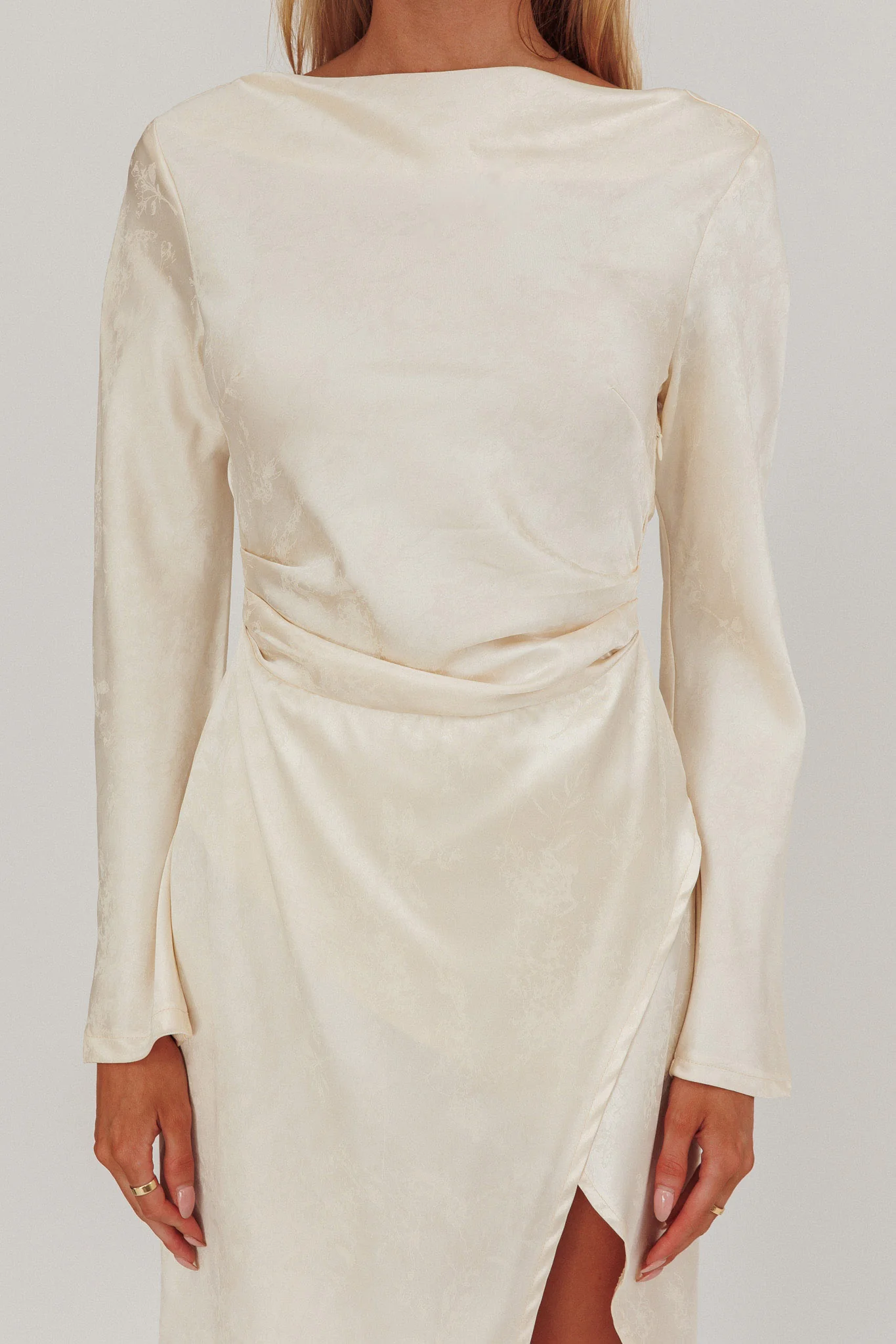 Loveland Long Sleeve Cowl Back Maxi Dress Beige - Image 4