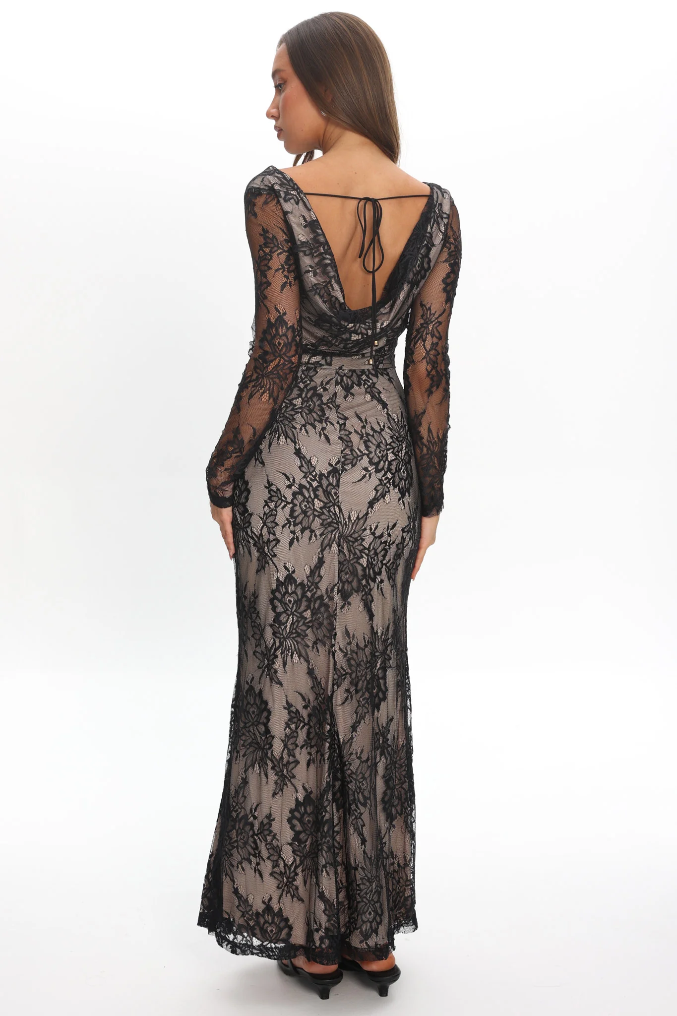 Loveland Off-Shoulder Lace Maxi Dress Black - Image 3