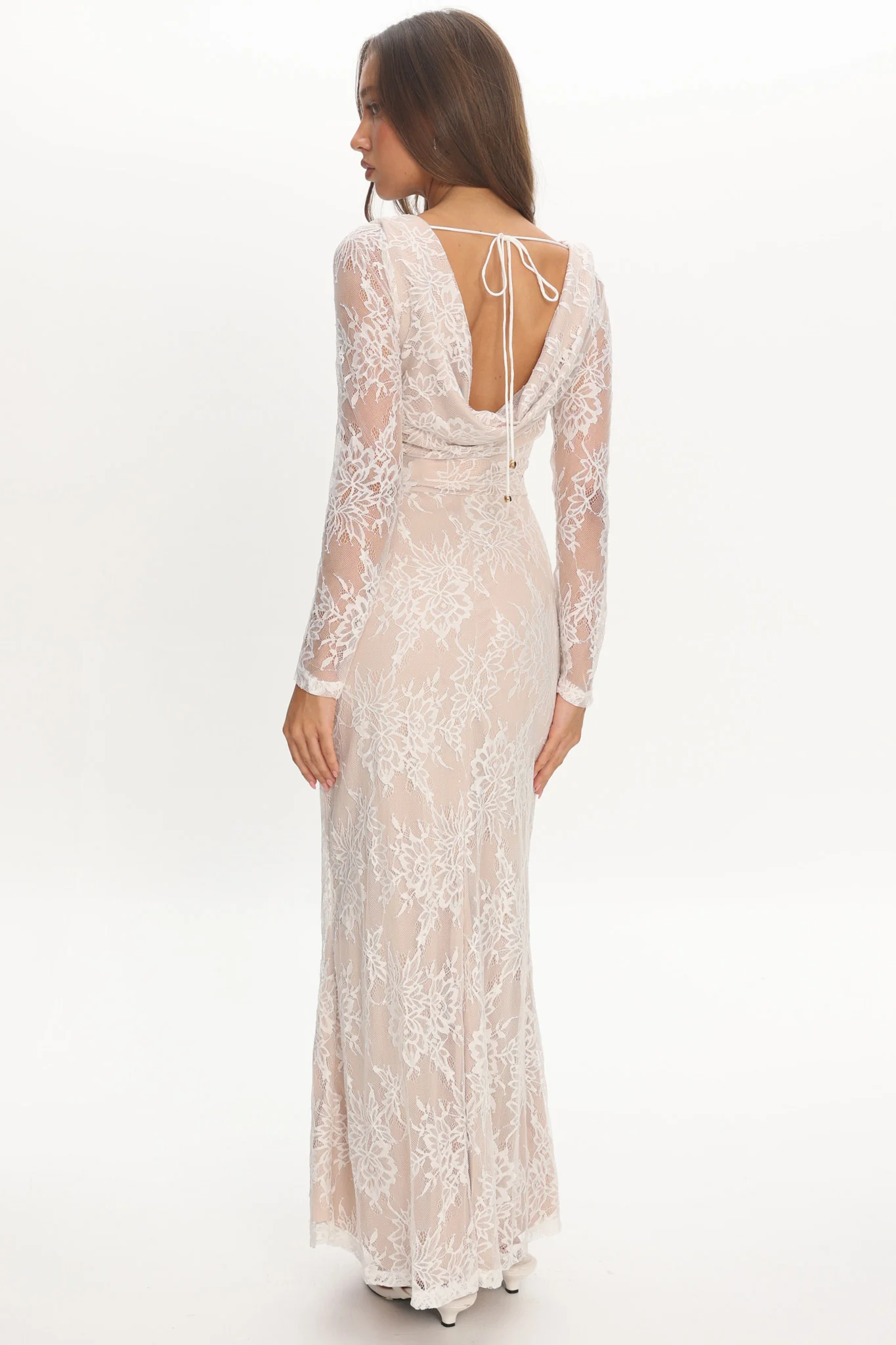Loveland Off-Shoulder Lace Maxi Dress White - Image 3