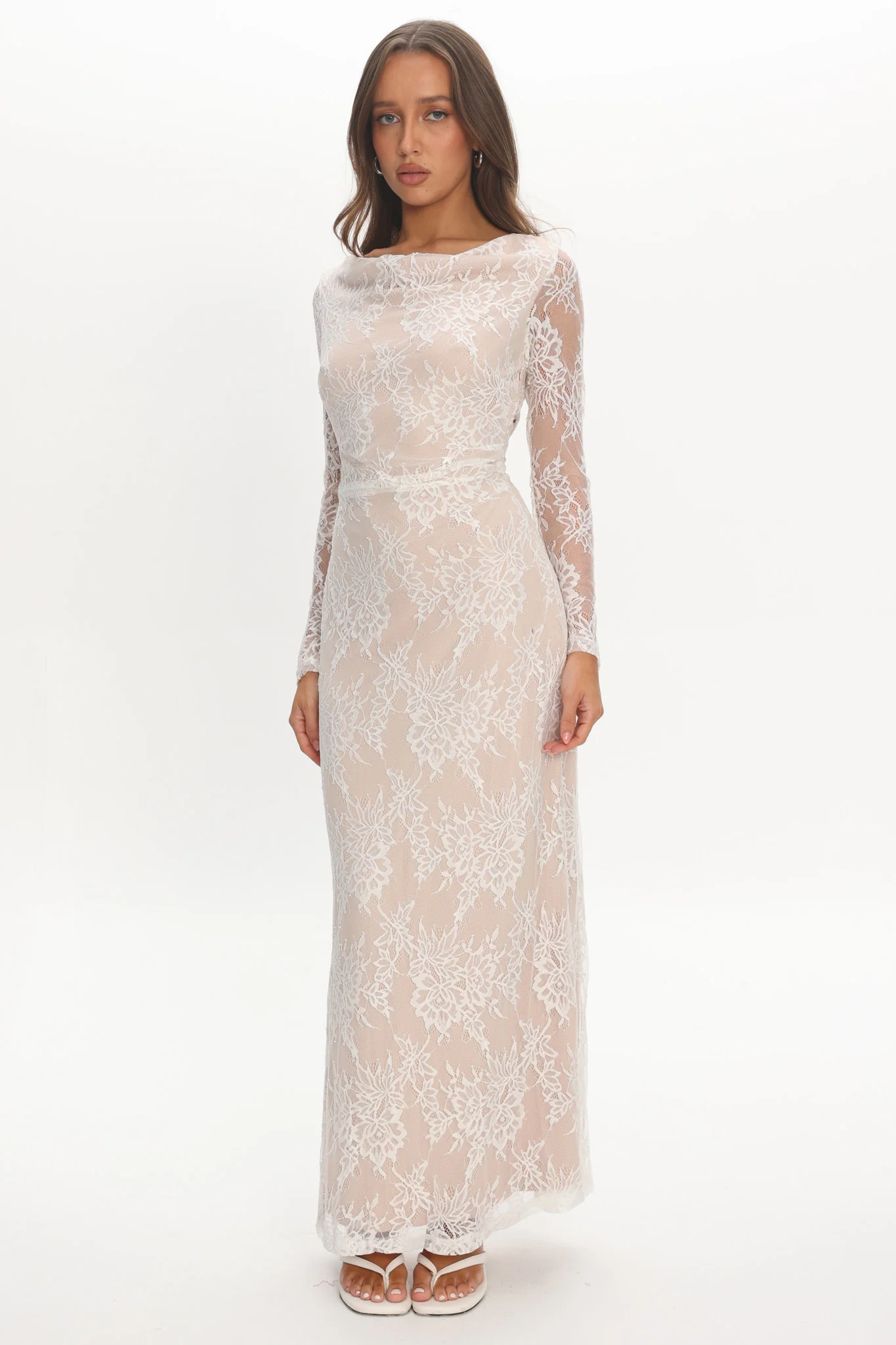 Loveland Off-Shoulder Lace Maxi Dress White - Image 5