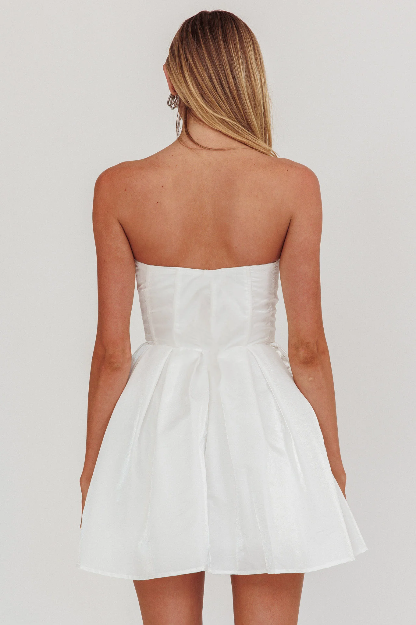 Loveless Strapless Flared Mini Dress Off White - Image 2