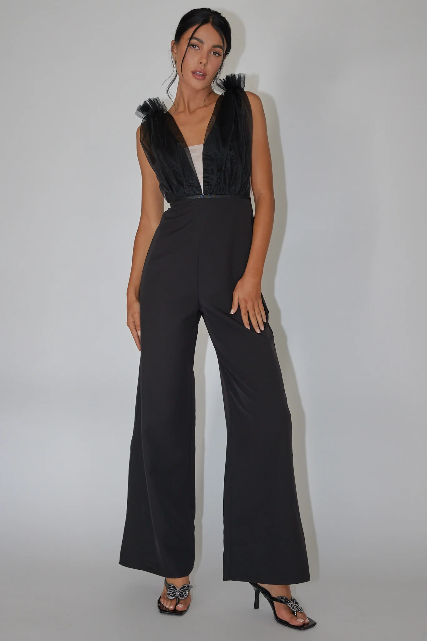 Lovinia Mesh Bodice Jumpsuit Black - Image 3