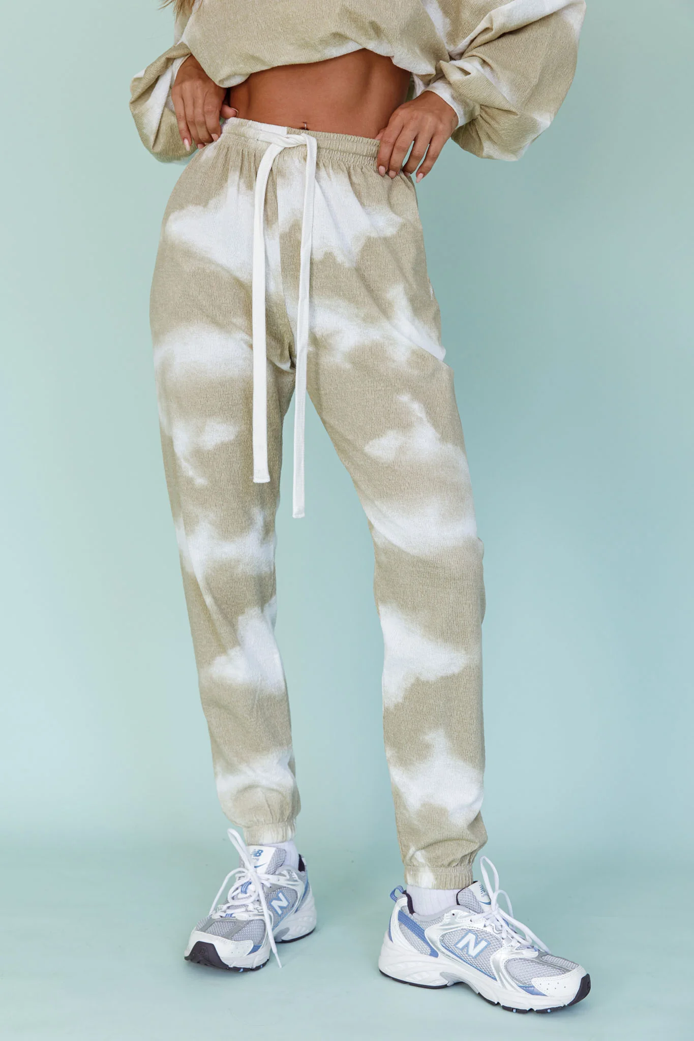 Low Key Drawstring Ribbed Pants Green - Image 4