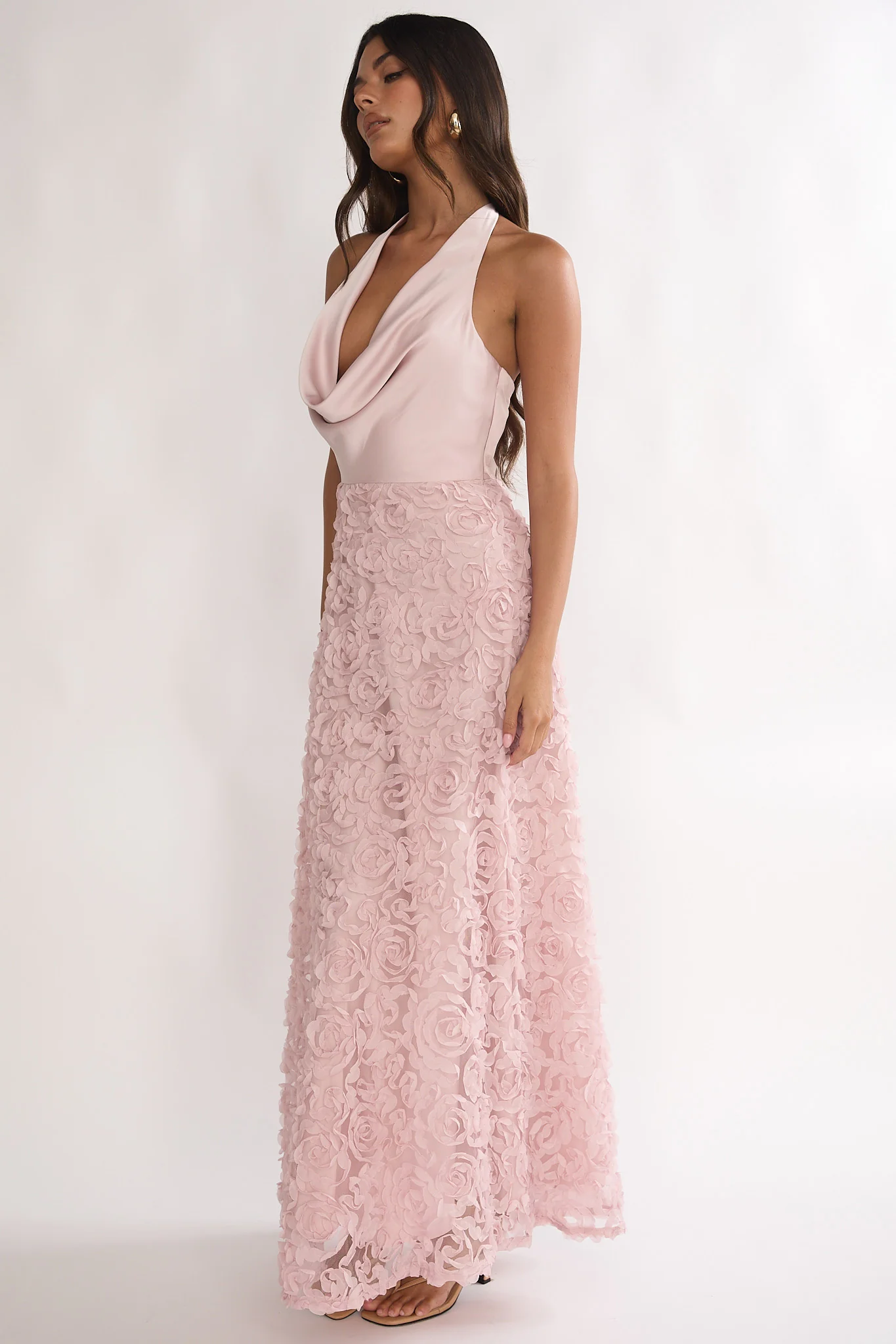 Lucerne Cowl Halter Maxi Dress Embellished Pink - Image 6