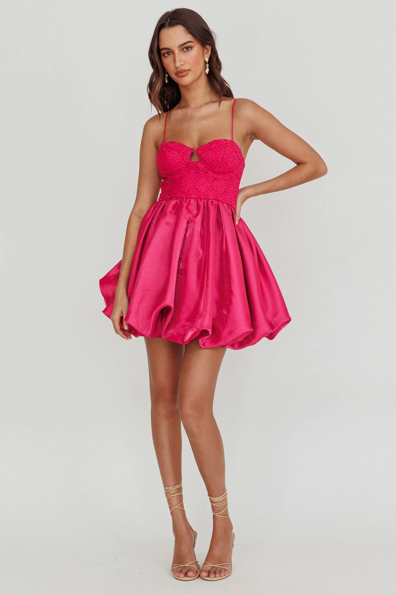 Lucia Bubble Skirt Mini Dress Hot Pink - Image 3