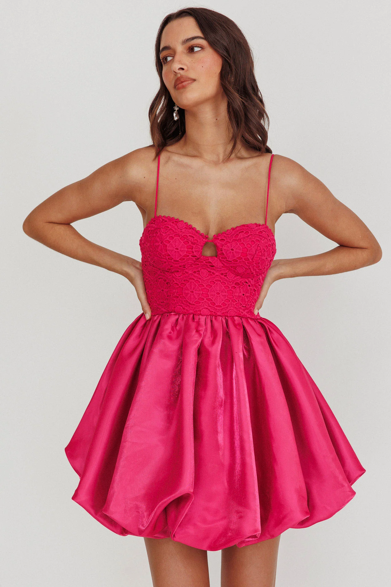 Lucia Bubble Skirt Mini Dress Hot Pink - Image 5