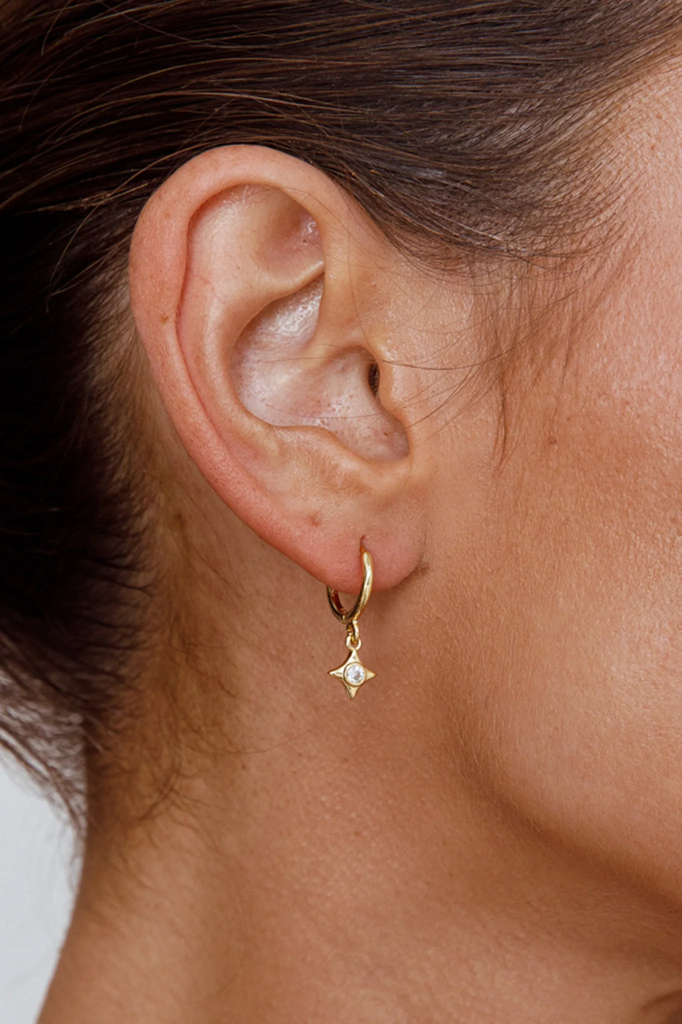 Lucida Drop Diamante Hoop Earrings Gold - Image 4