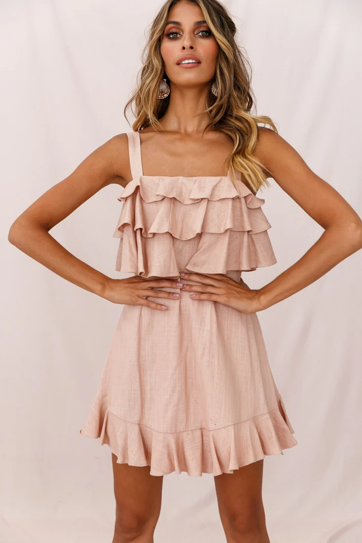 Lucille Tiered Ruffle A-Line Dress Mocha - Image 6