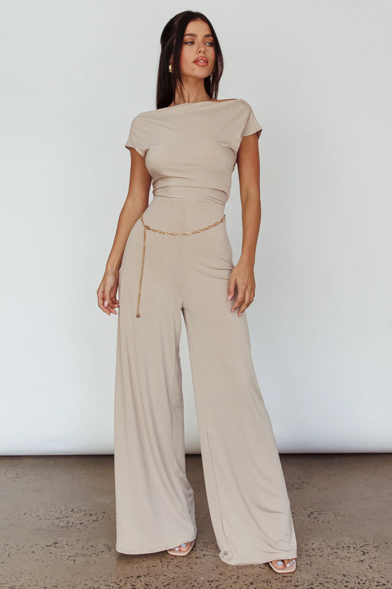 Lucinda Twist Back Jumpsuit Oat - Image 3