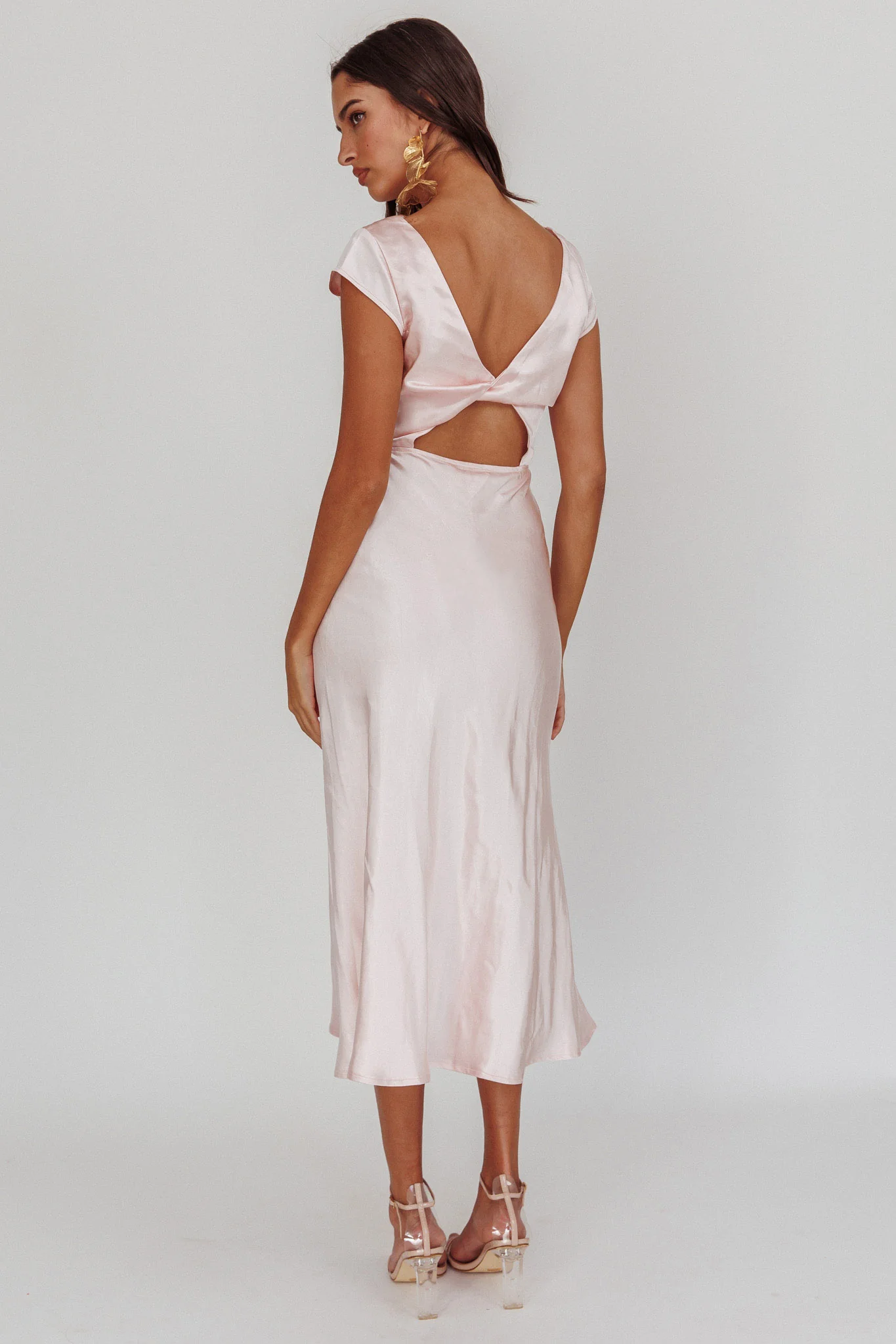 Lucinda Twist Back Midi Dress Blush - Image 2