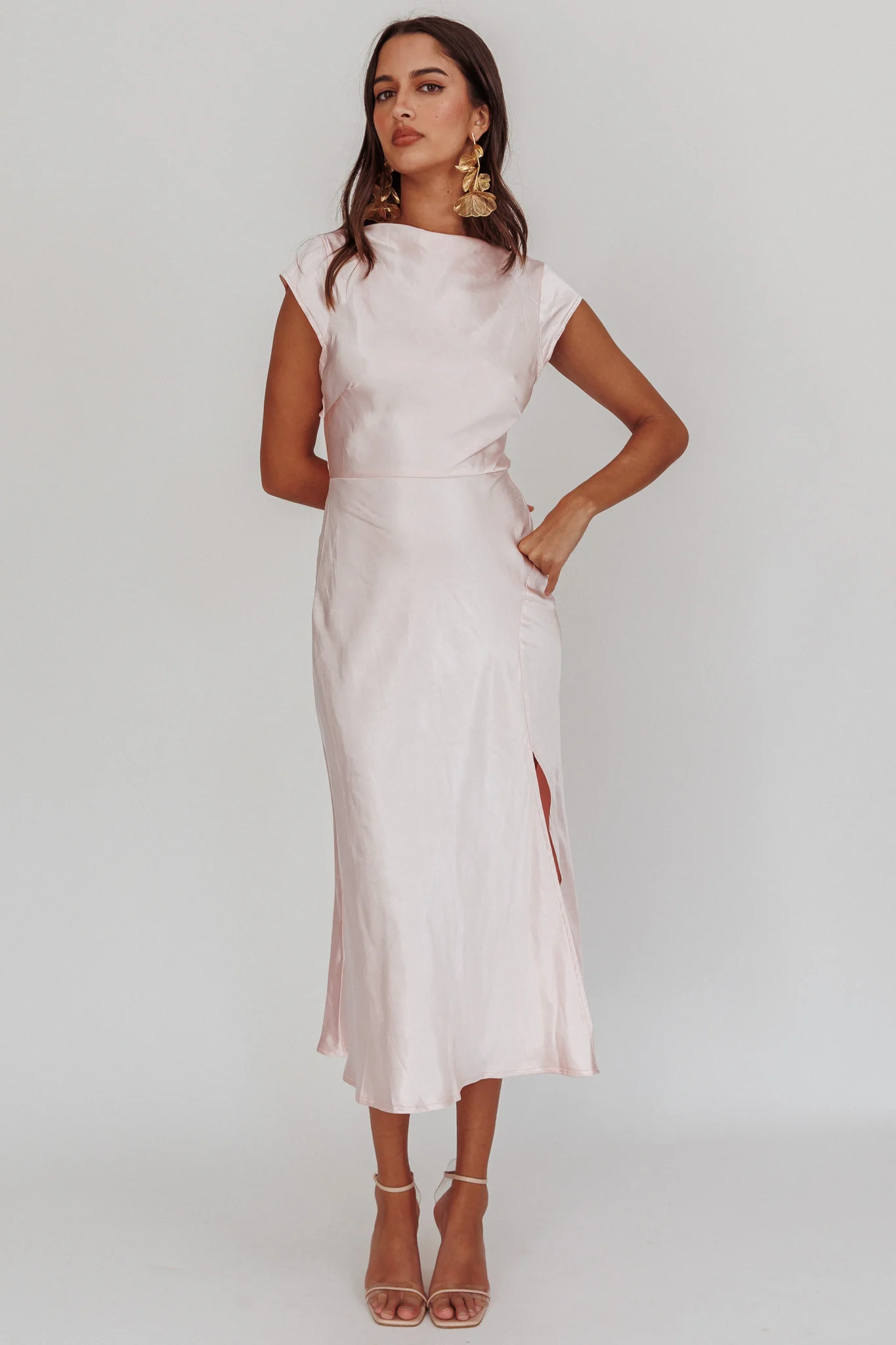 Lucinda Twist Back Midi Dress Blush - Image 3