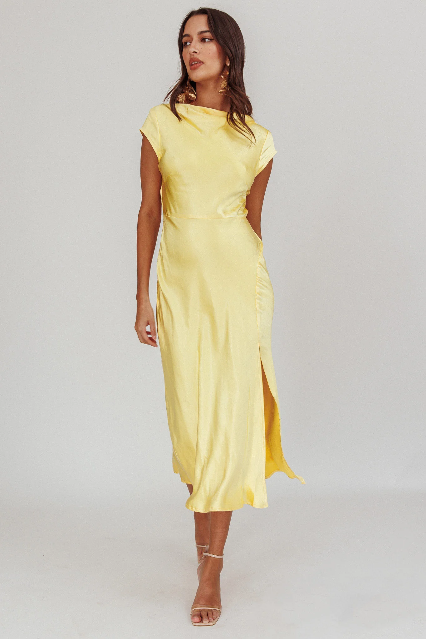 Lucinda Twist Back Midi Dress Butter - Image 3