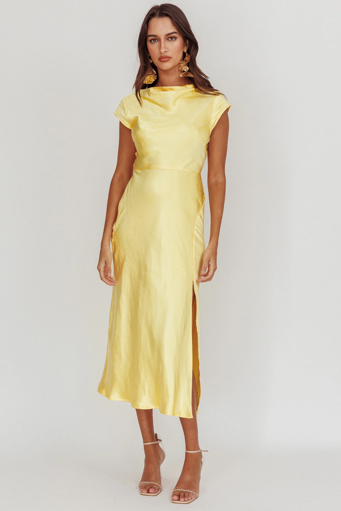 Lucinda Twist Back Midi Dress Butter - Image 5