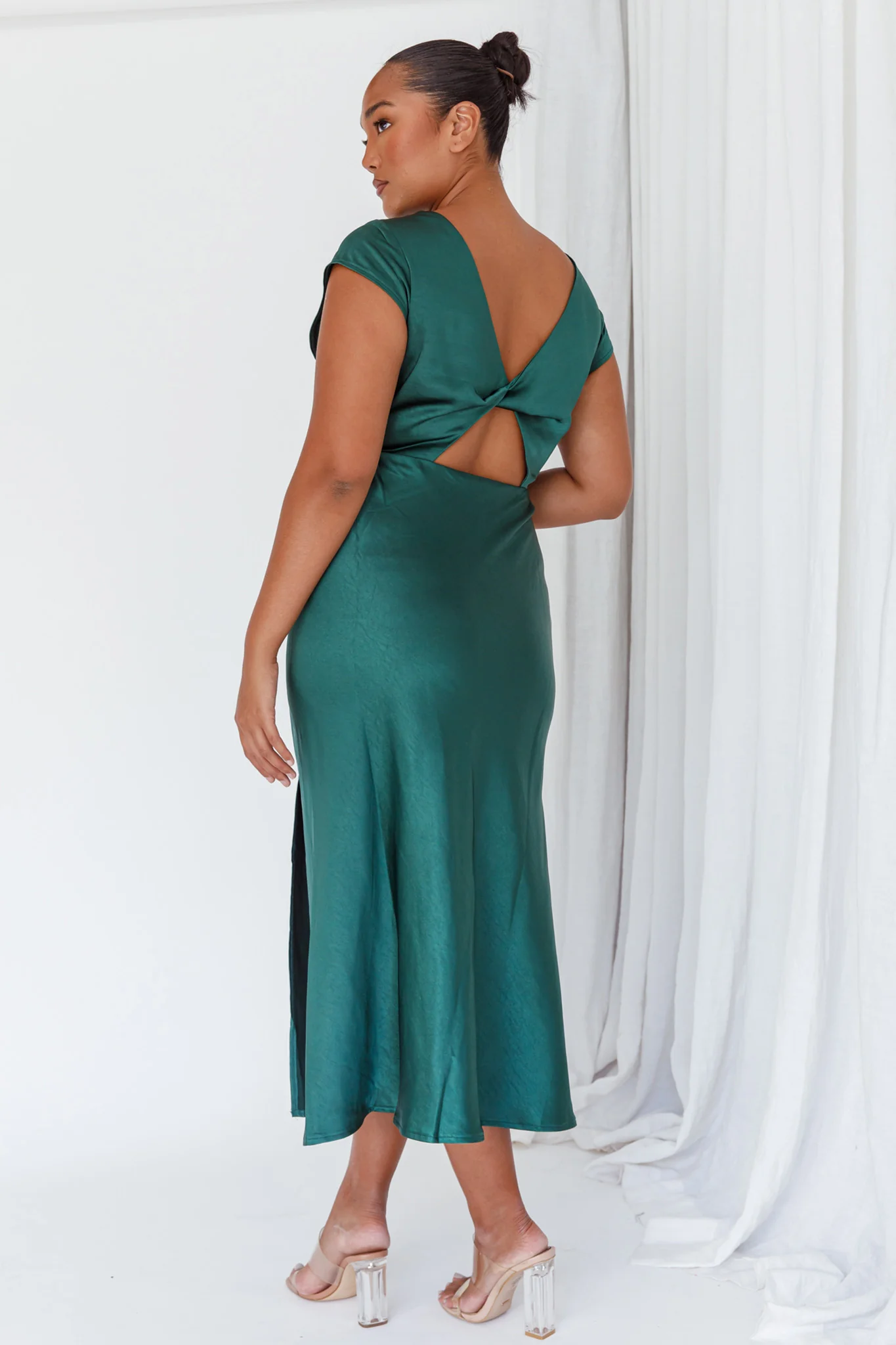 Lucinda Twist Back Midi Dress Jade - Image 4