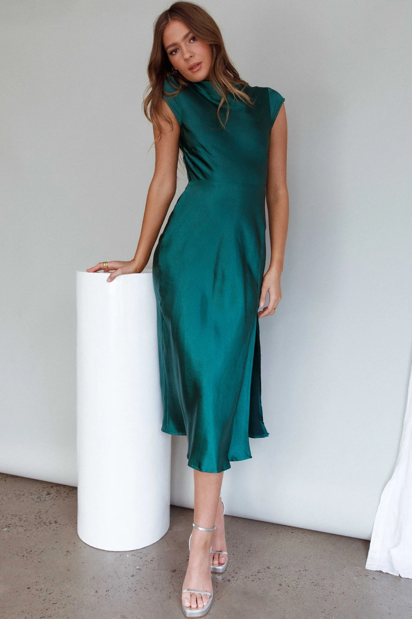 Lucinda Twist Back Midi Dress Jade - Image 8