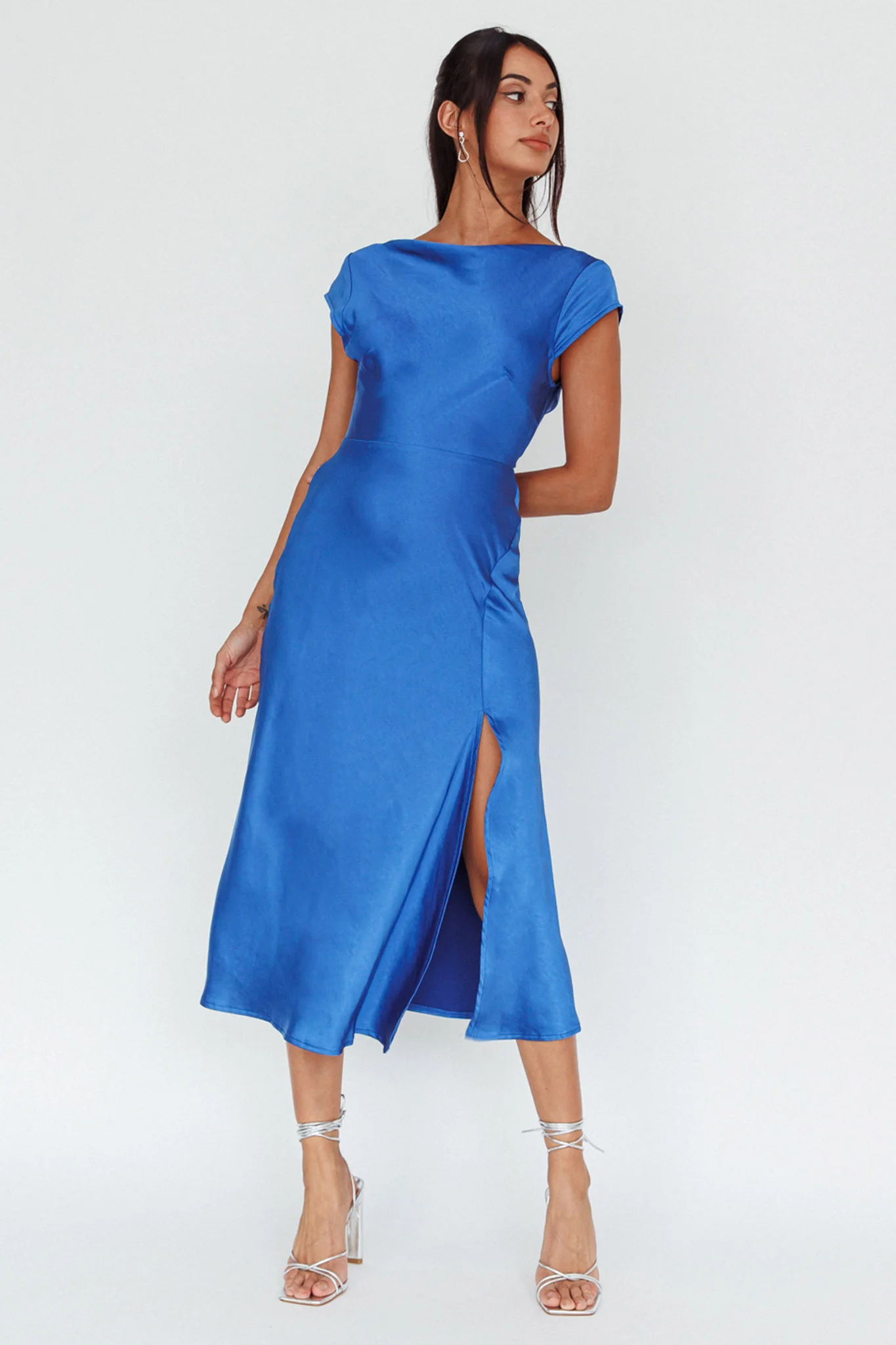 Lucinda Twist Back Midi Dress Navy - Image 3