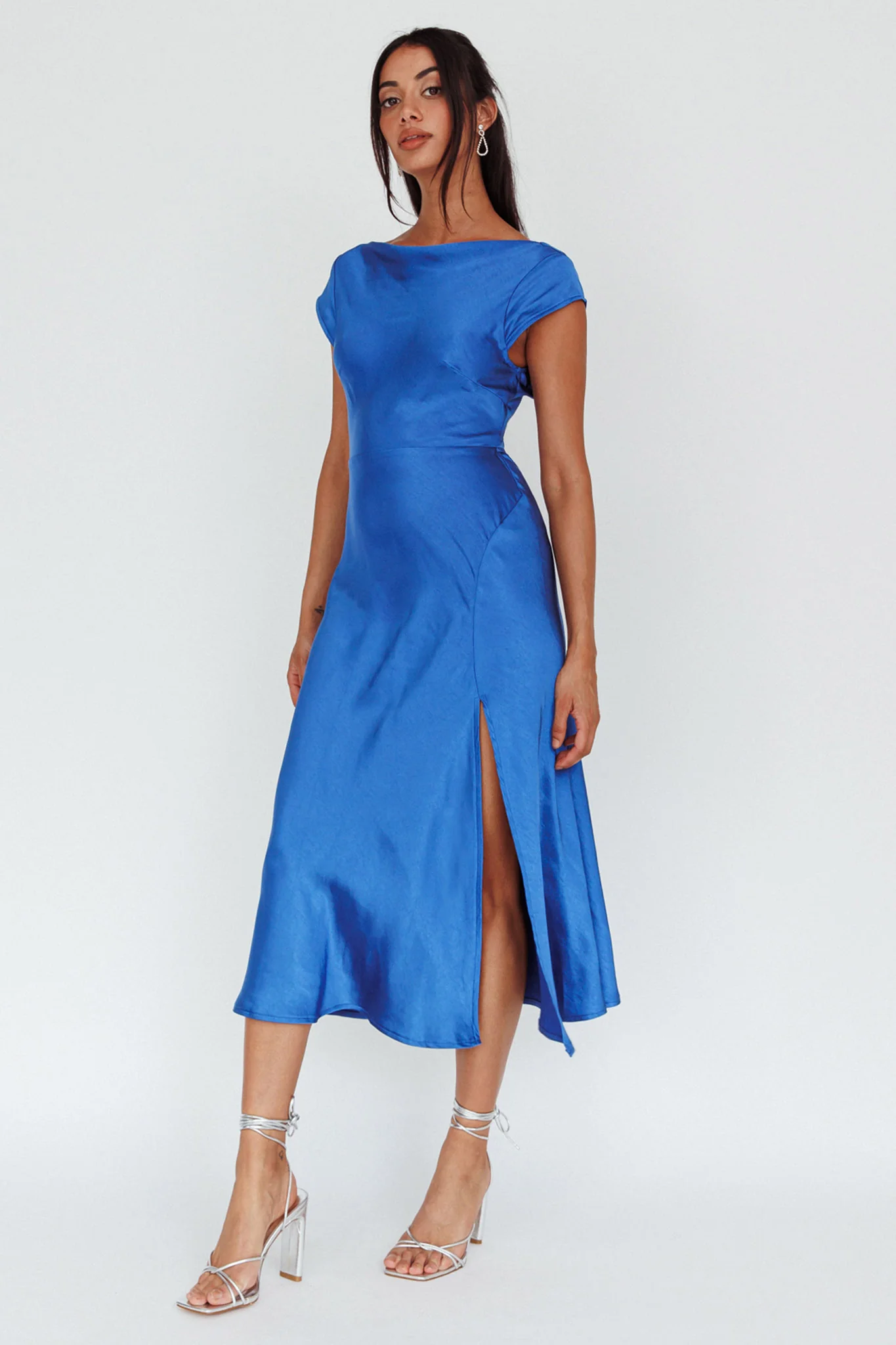 Lucinda Twist Back Midi Dress Navy - Image 5