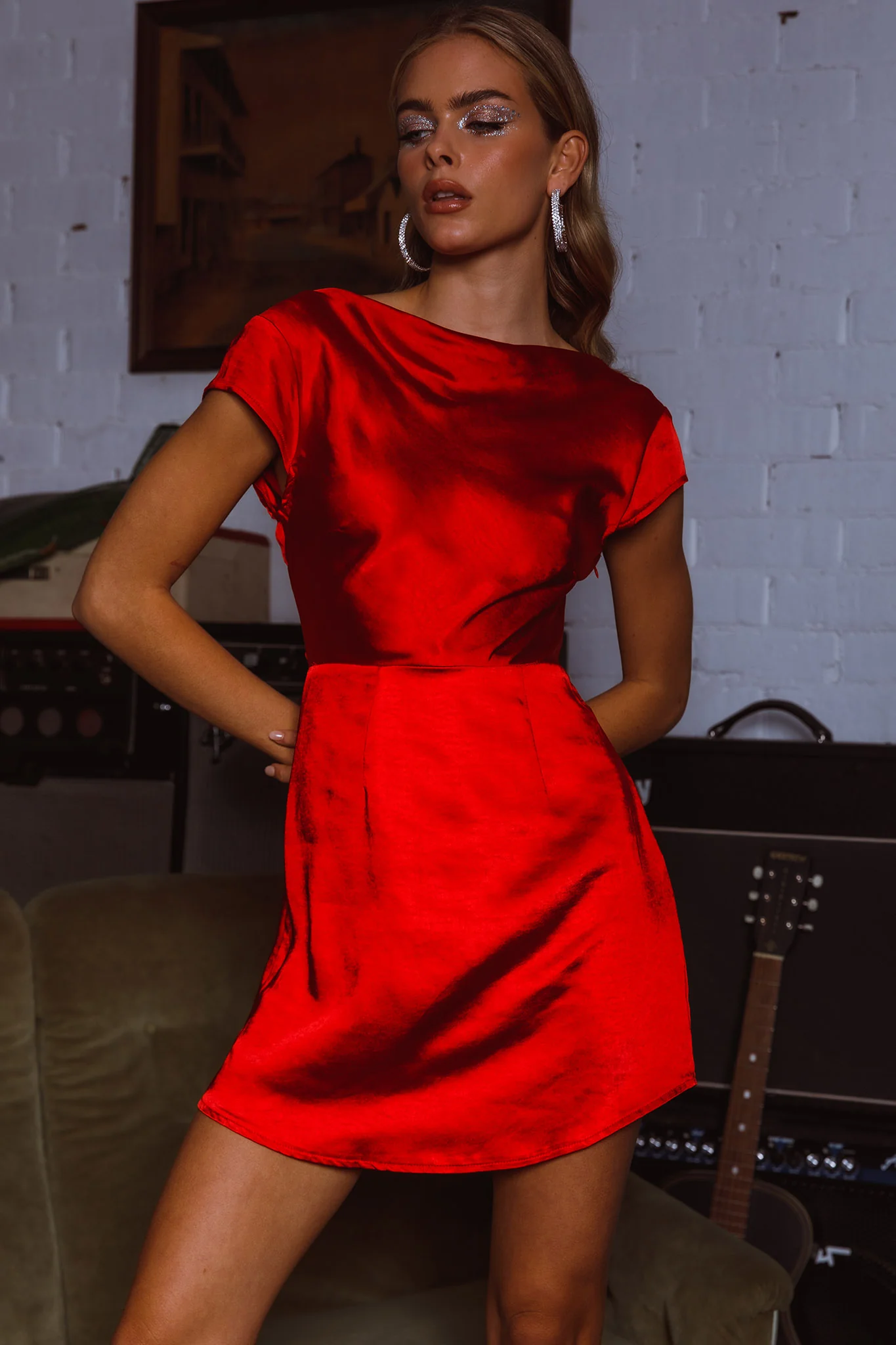 Lucinda Twist Back Mini Dress Red - Image 5