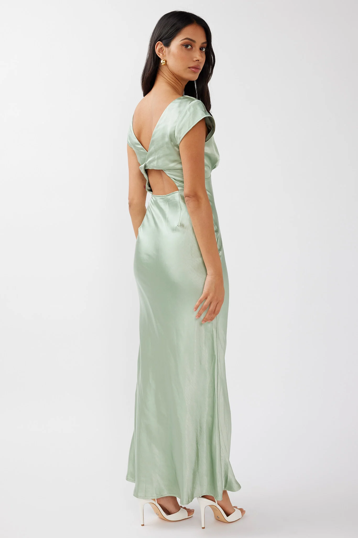 Lucinda V-Neck Twist Back Midi Dress Sage - Image 9