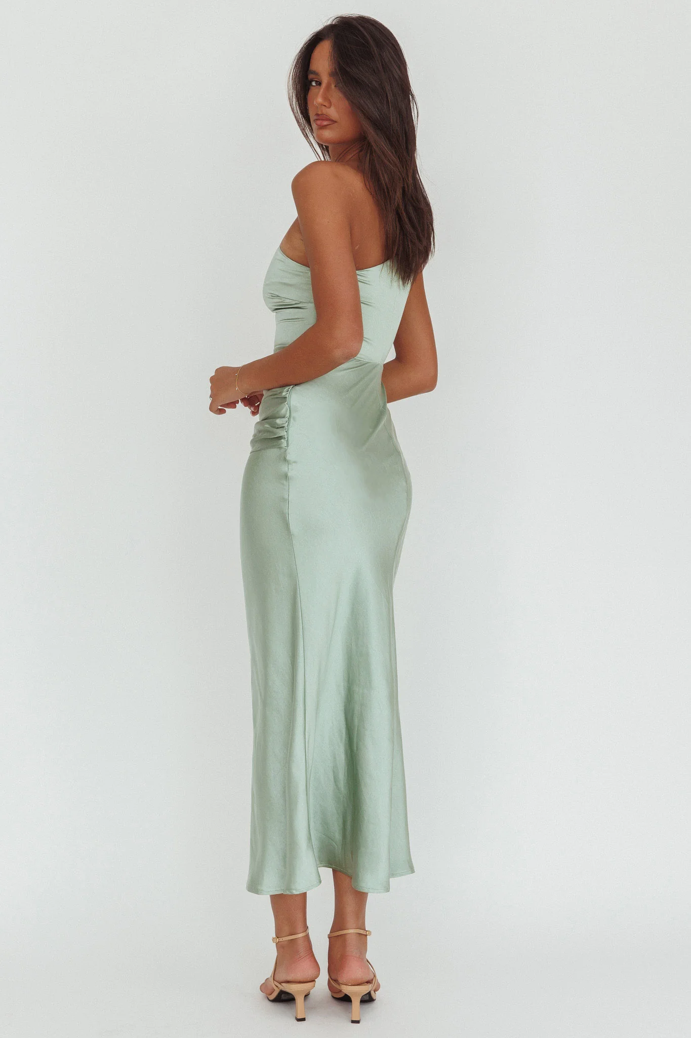 Luli One-Shoulder Waist Sash Maxi Dress Sage - Image 2