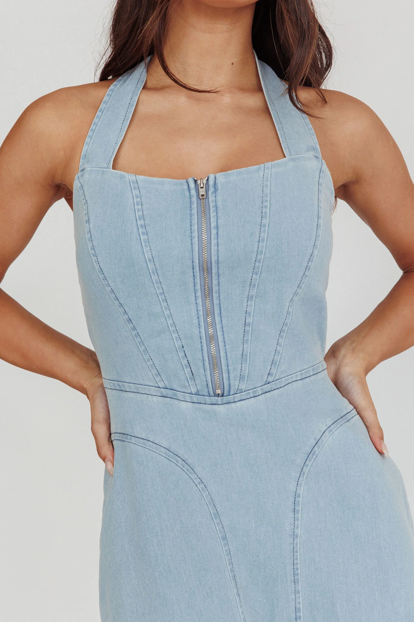 Lumi A-Line Maxi Dress Light Denim Blue - Image 4