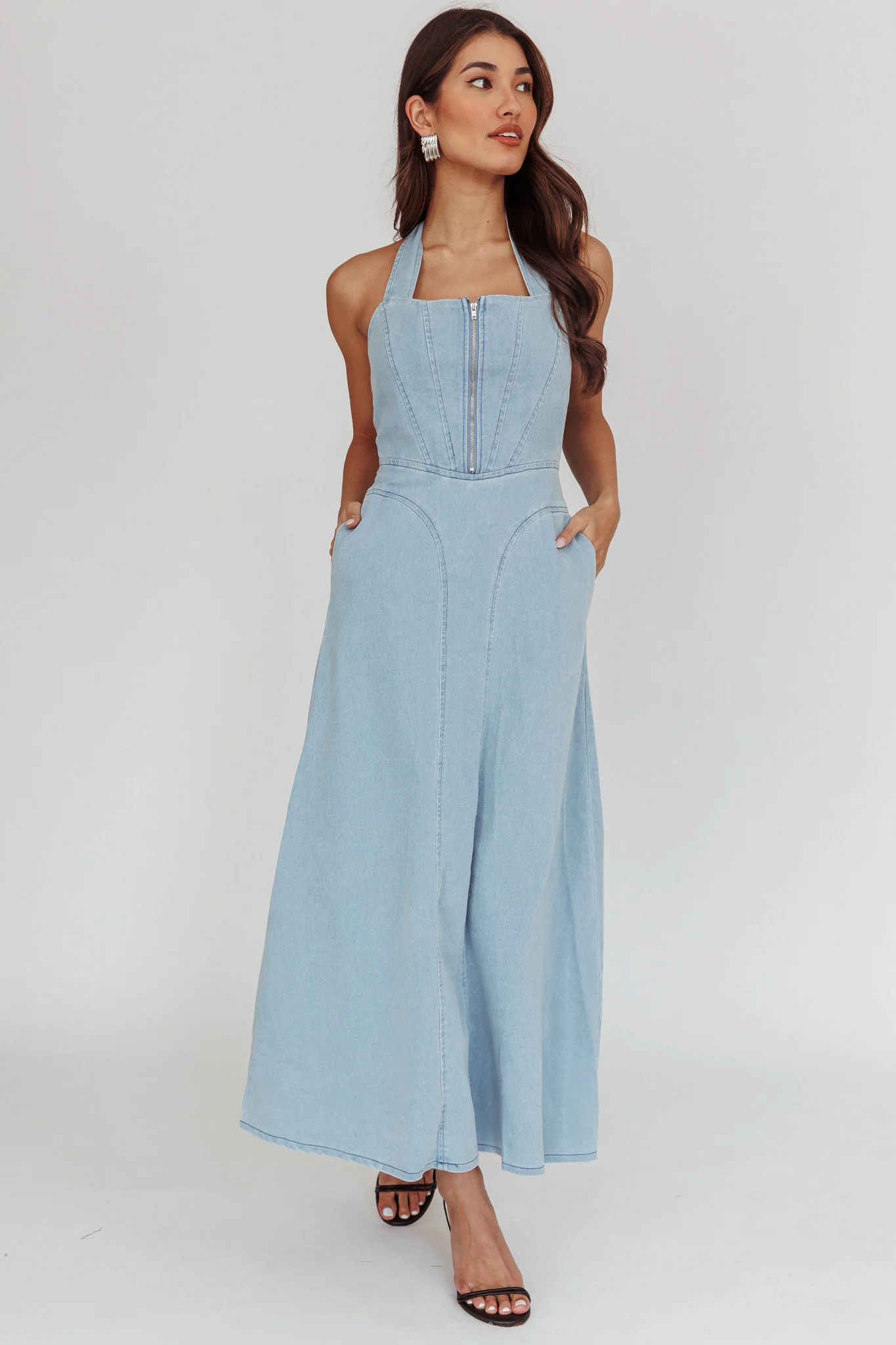 Lumi A-Line Maxi Dress Light Denim Blue - Image 5