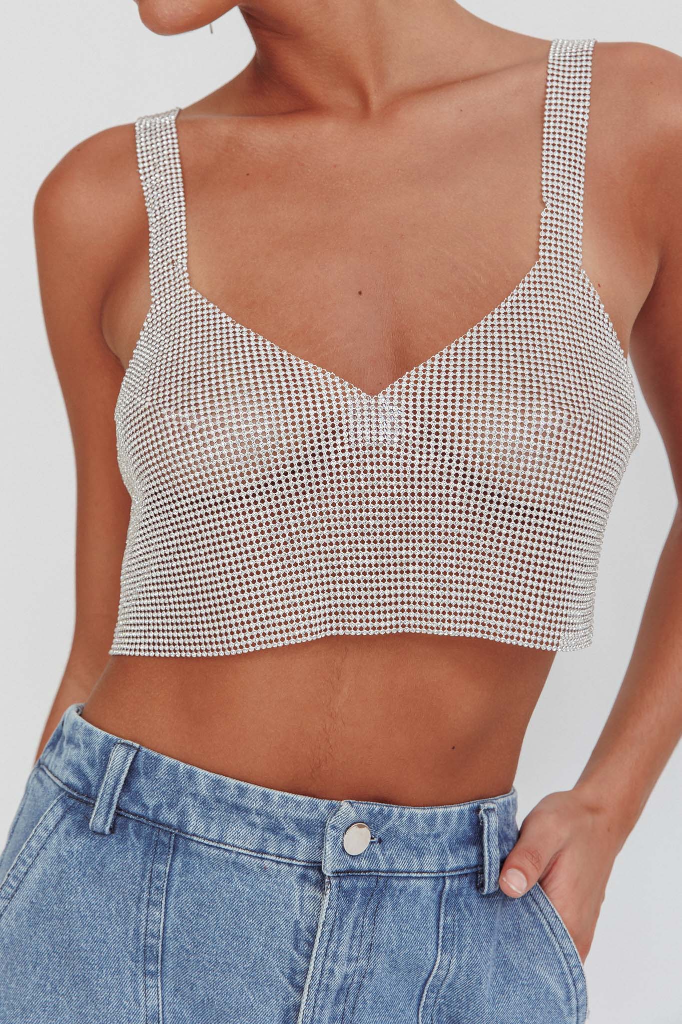 Lumina Diamante Crop Top Silver - Image 5