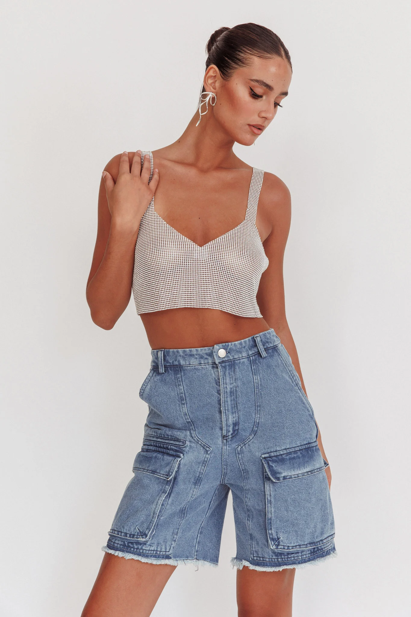 Lumina Diamante Crop Top Silver - Image 6