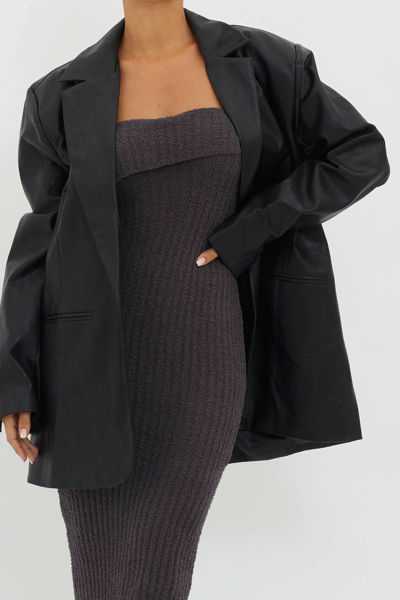 Luminate Oversized Coat Jacket Black - Image 4