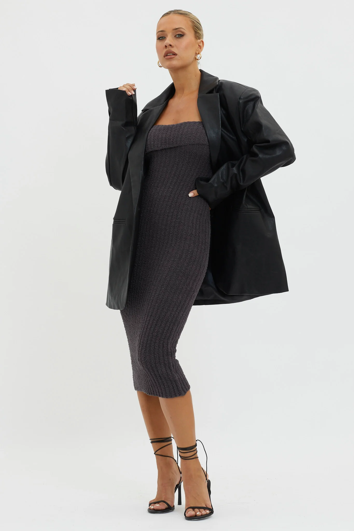Luminate Oversized Coat Jacket Black - Image 5