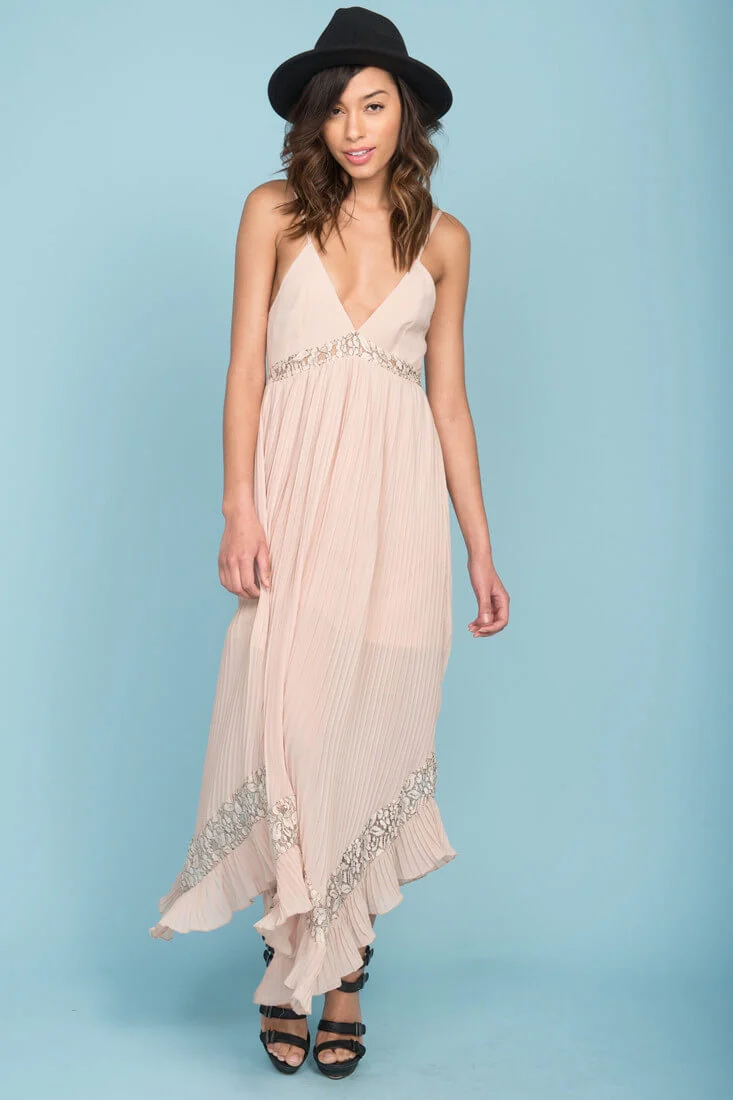 Luna Ruffled Maxi Dress Beige - Image 3