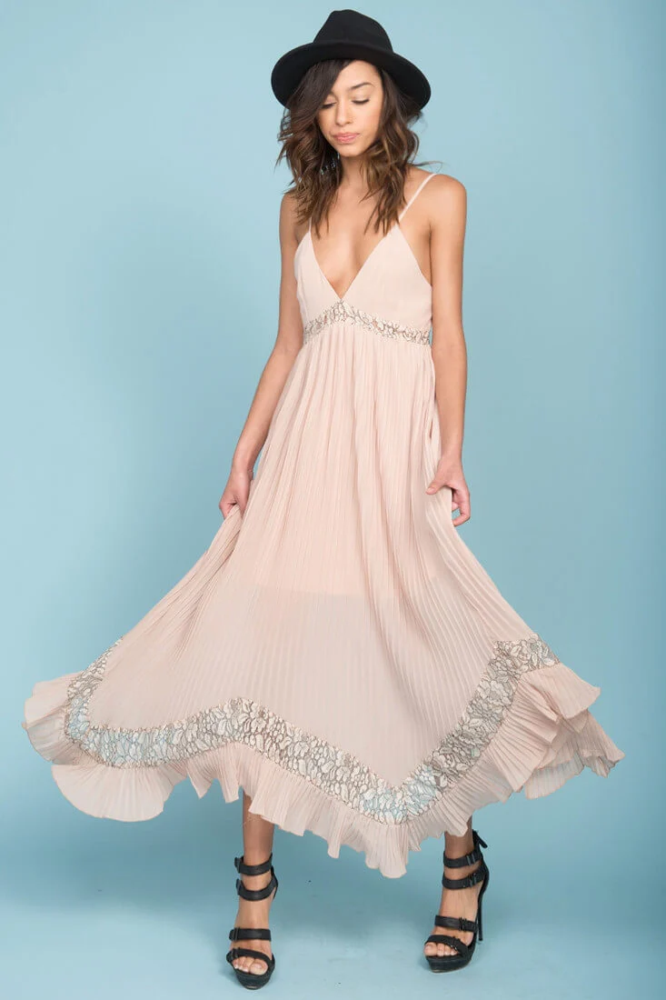 Luna Ruffled Maxi Dress Beige - Image 4