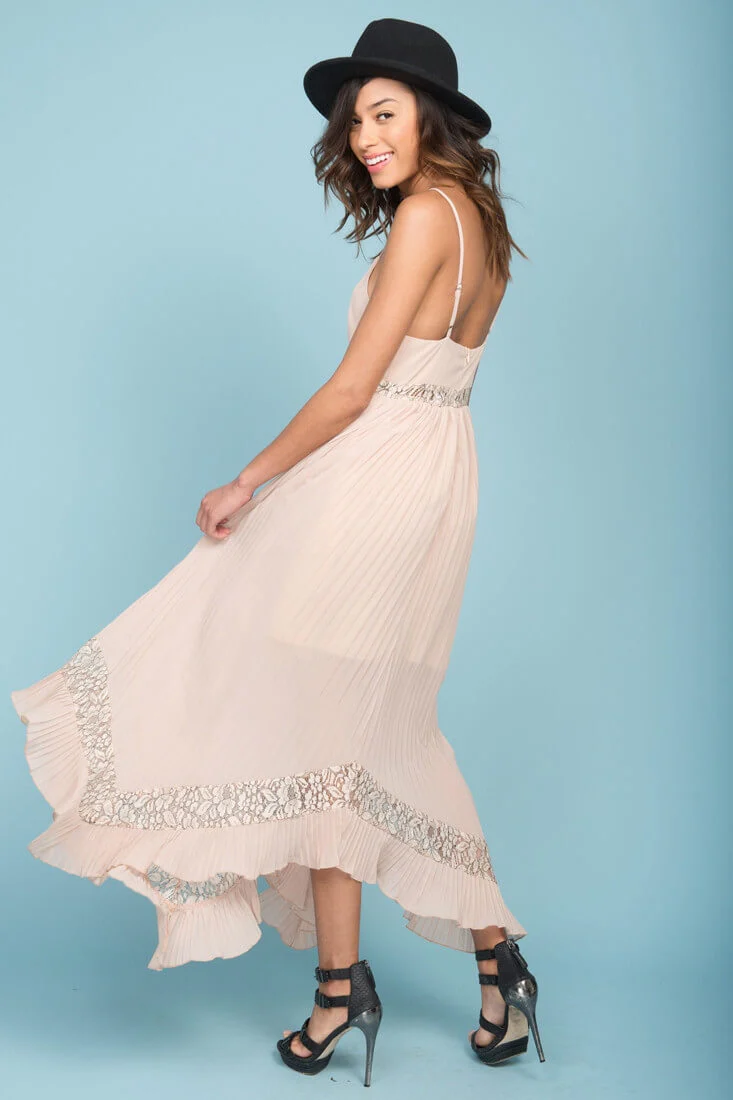 Luna Ruffled Maxi Dress Beige - Image 5