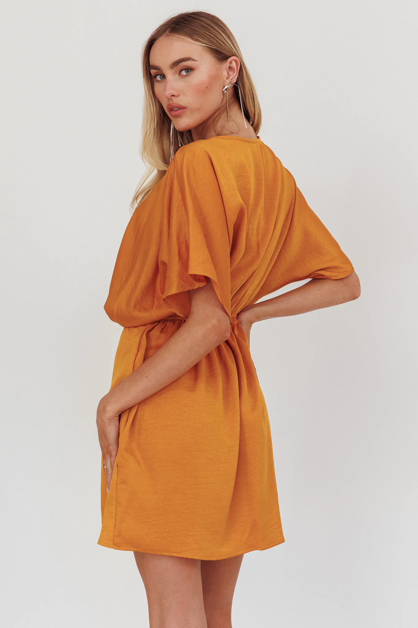 Lunisolar Flutter Sleeve Mini Dress Mustard - Image 2
