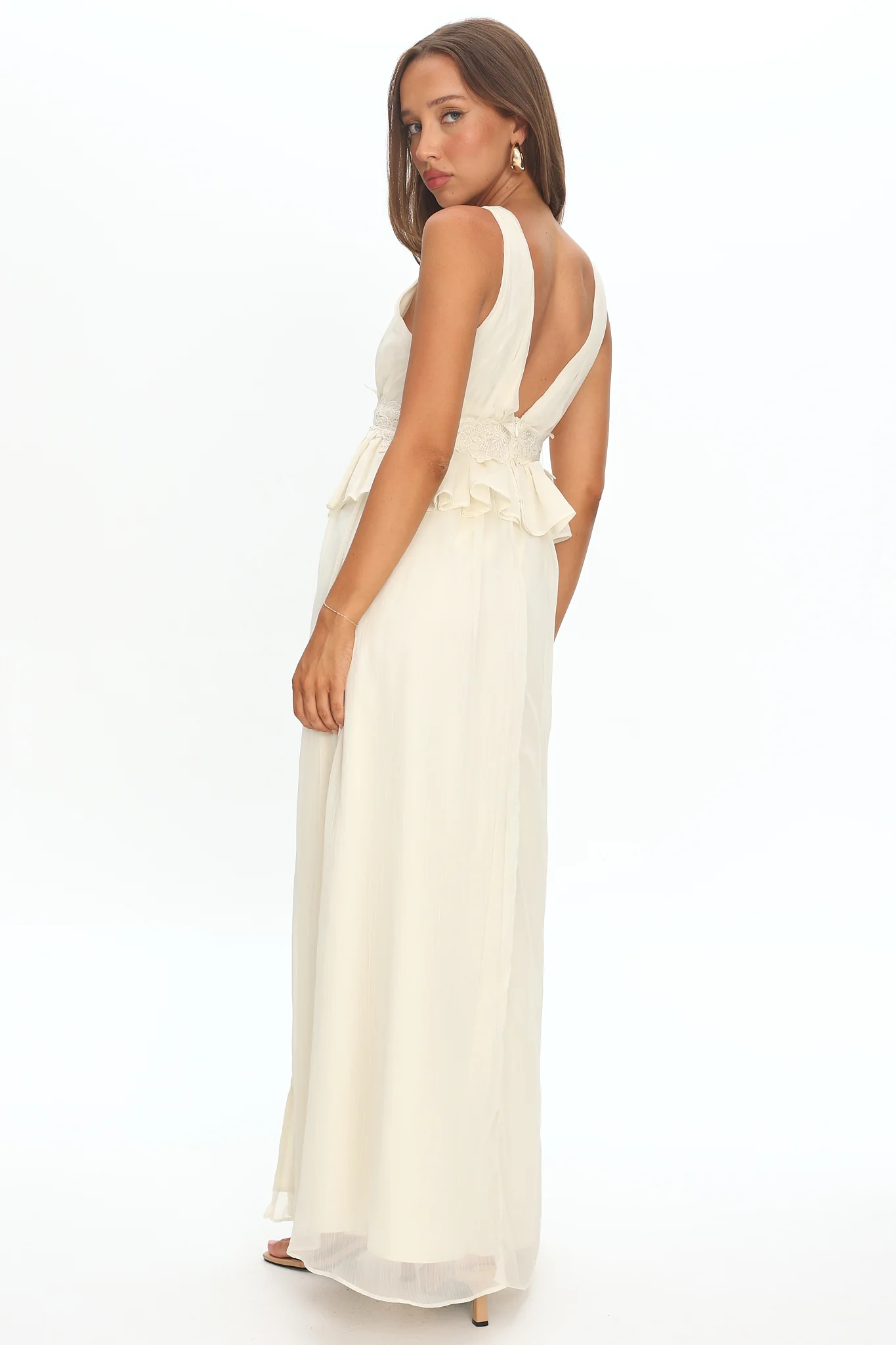 Lusia Peplum Applique Waist Maxi Dress White - Image 3