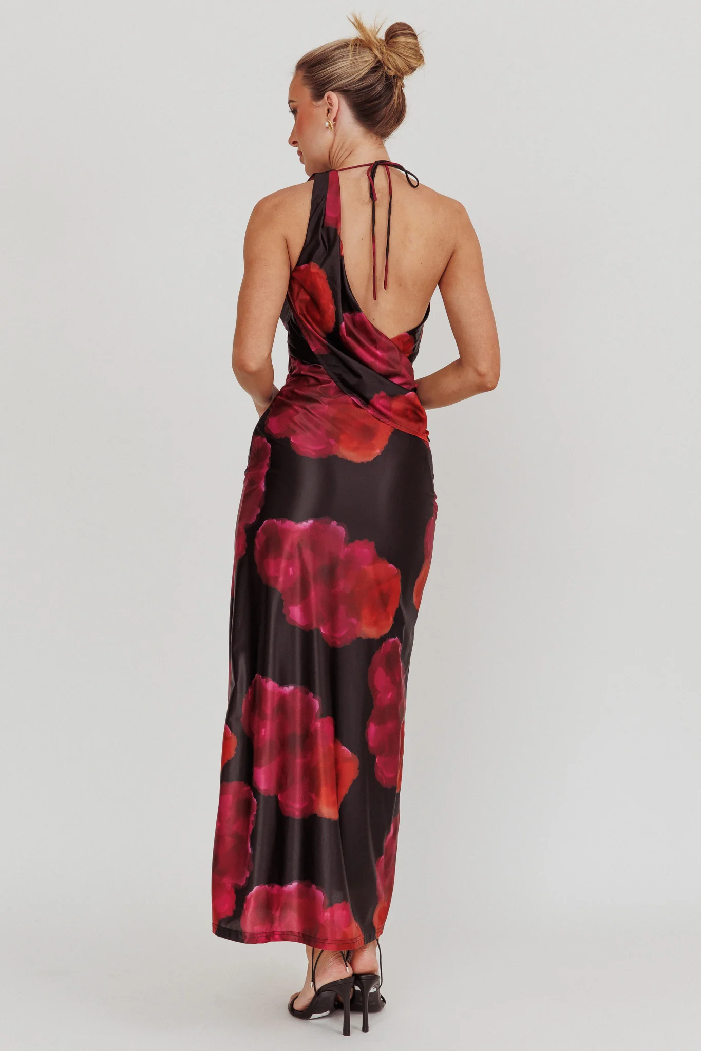 Lustrous Cowl Neck Maxi Dress Pink - Image 3